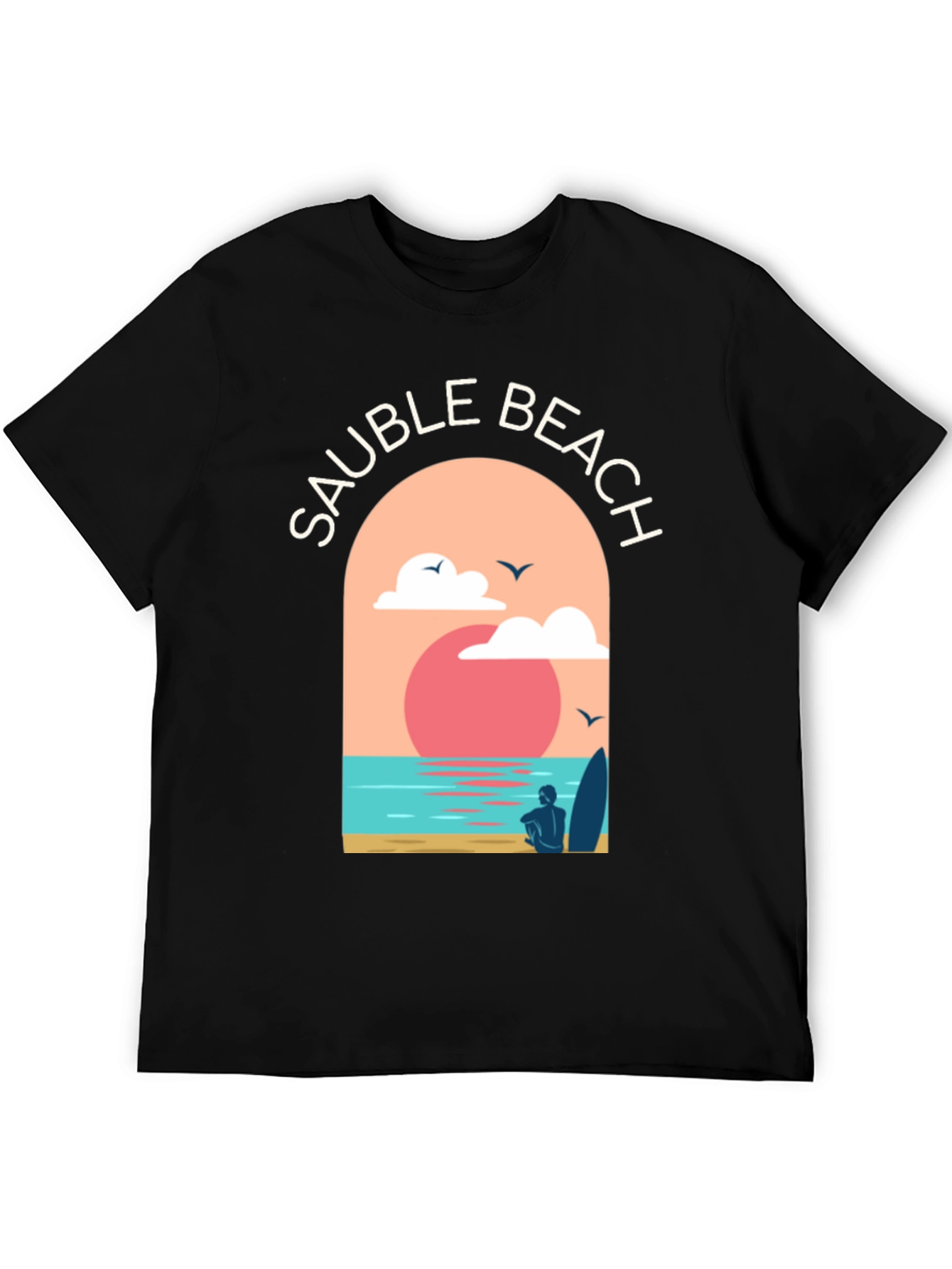 Sauble Beach Graphic Tee - Surfer Aesthetic Black T-Shirt