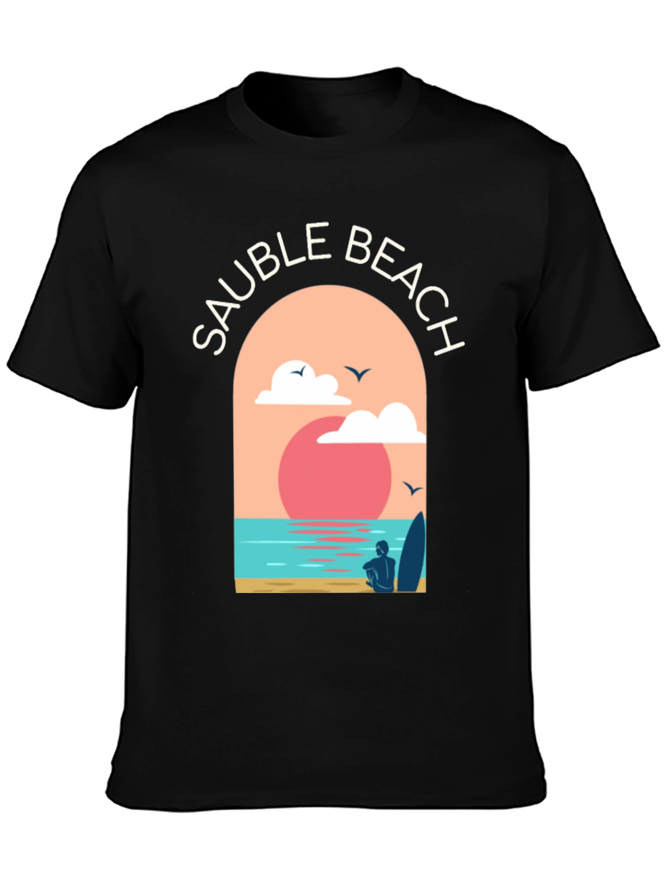 Sauble Beach Graphic Tee - Surfer Aesthetic Black T-Shirt