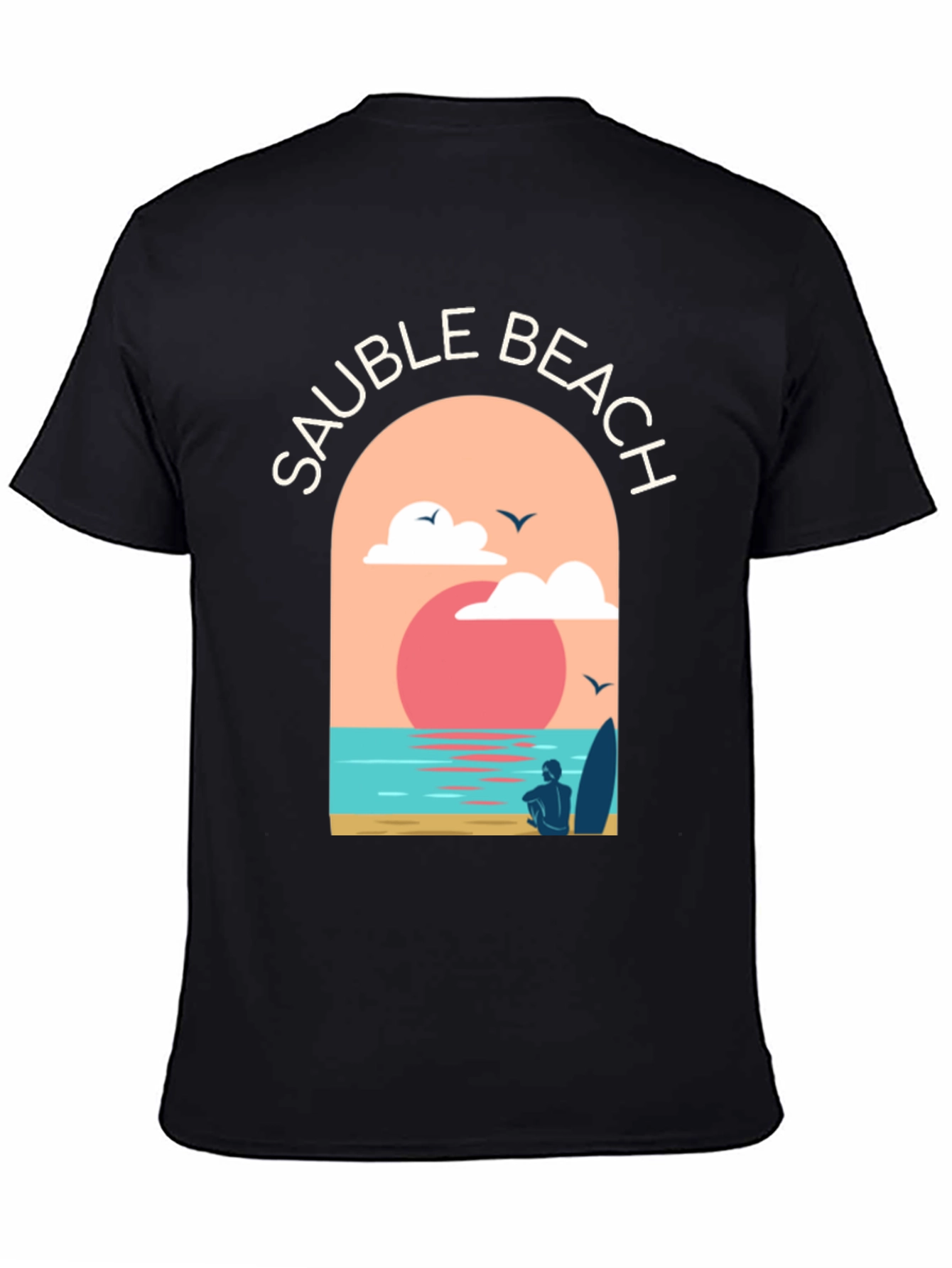 Sauble Beach Graphic Tee - Surfer Aesthetic Black T-Shirt