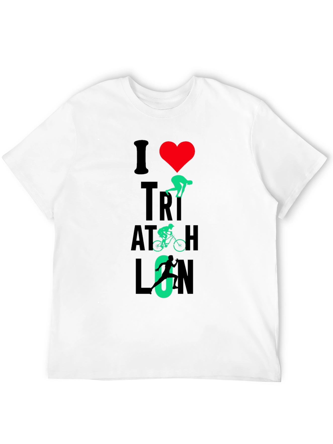 I Love Triathlon Graphic T-Shirt - Black