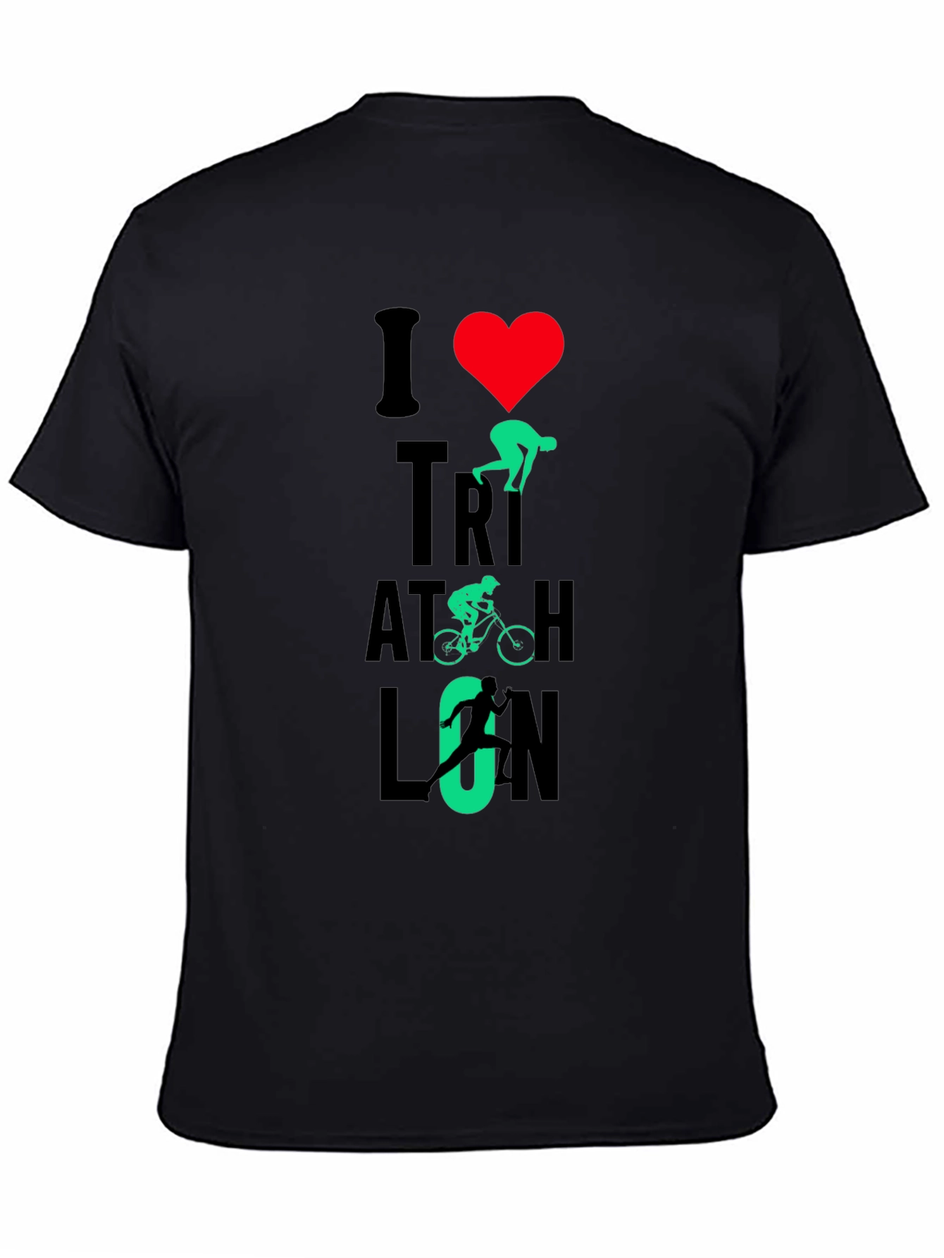 I Love Triathlon Graphic T-Shirt - Black
