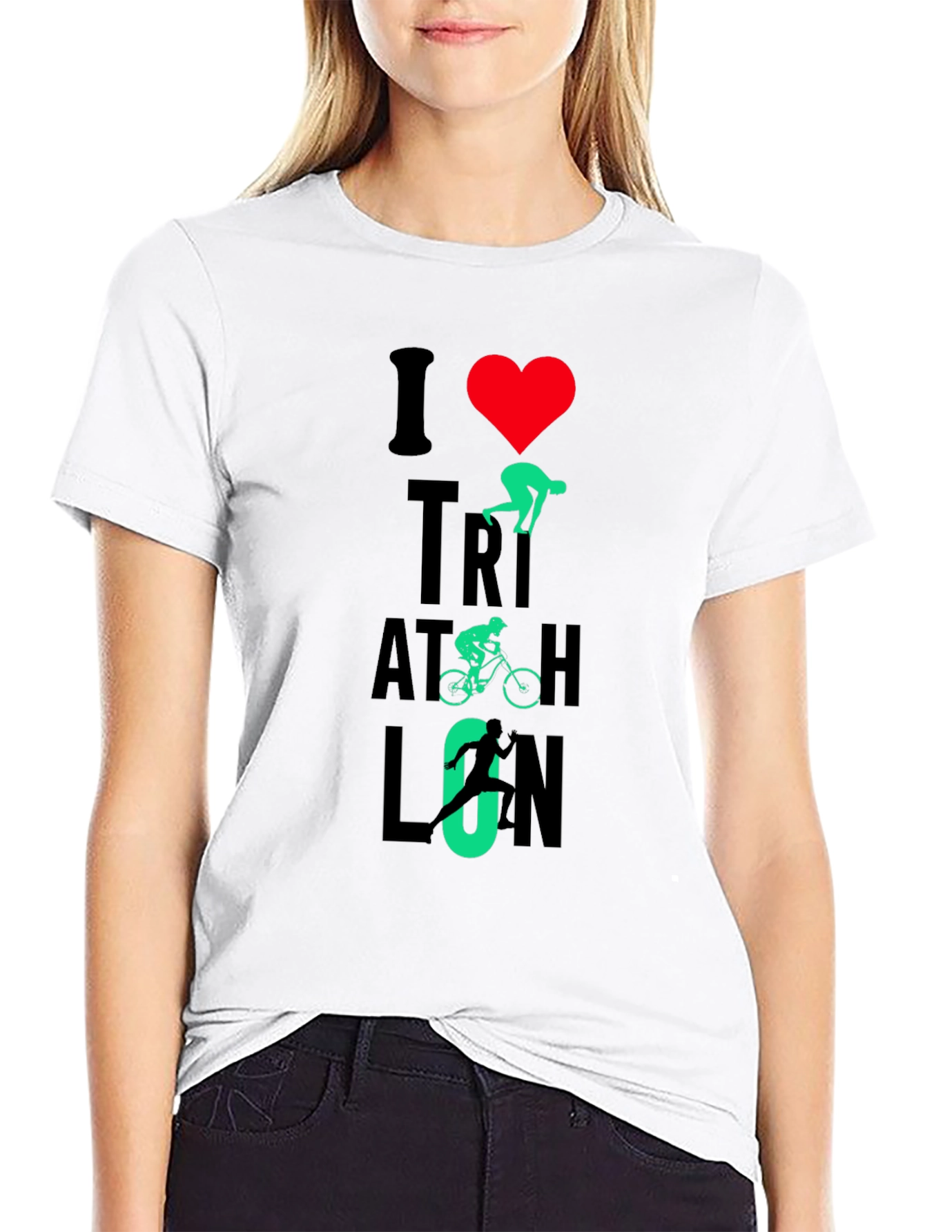 I Love Triathlon Graphic T-Shirt - Black