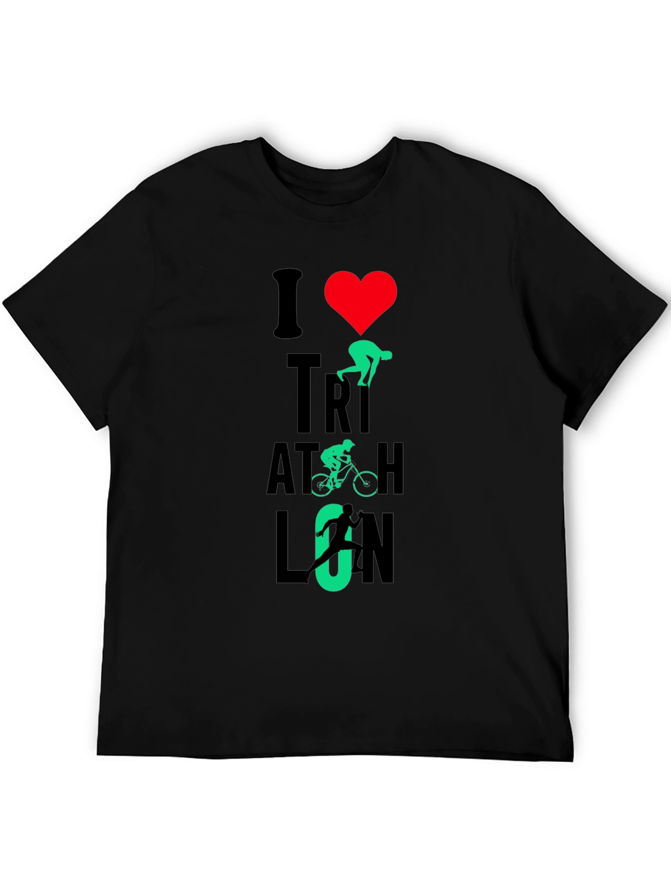 I Love Triathlon Graphic T-Shirt - Black