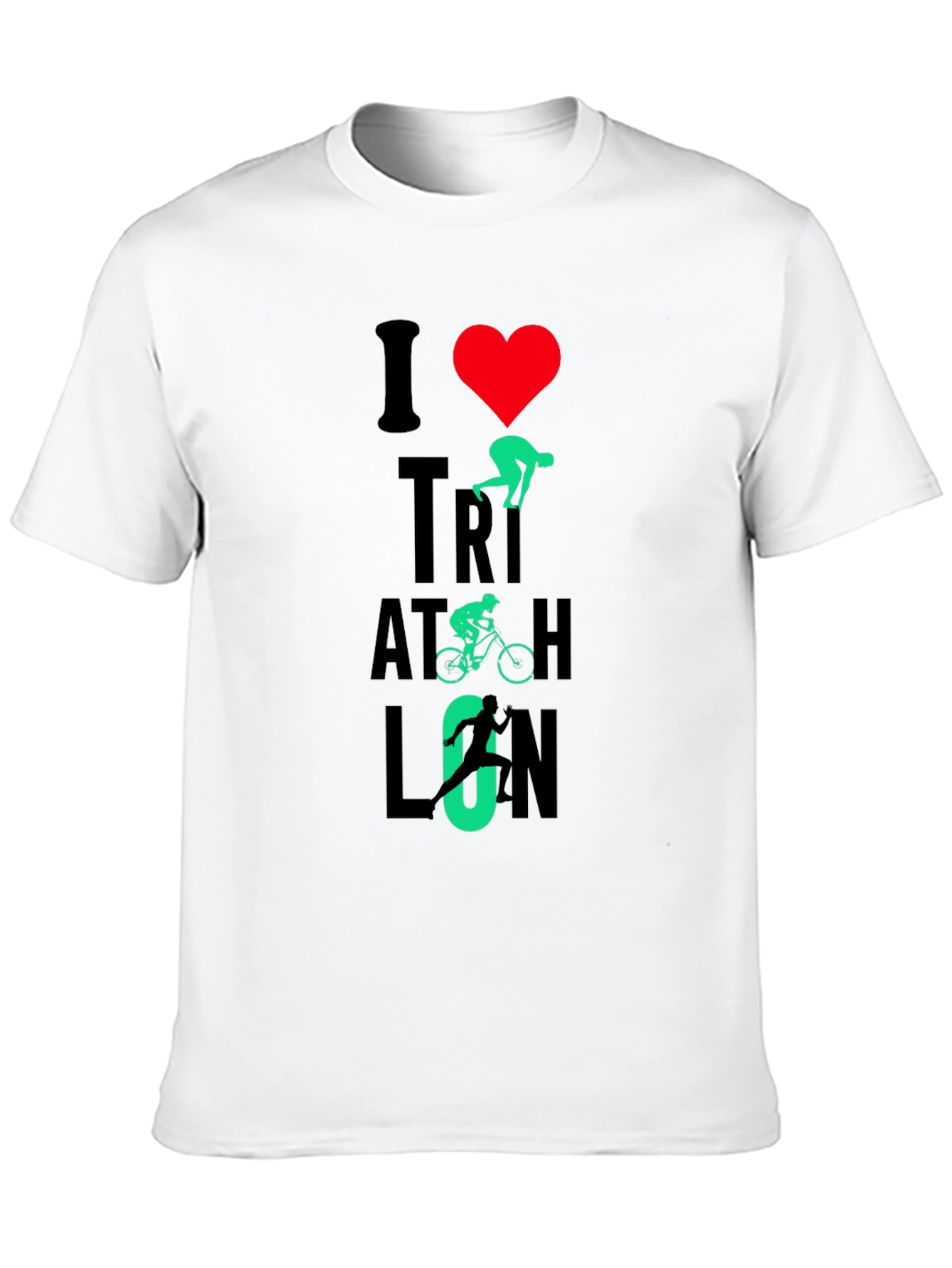 I Love Triathlon Graphic T-Shirt - Black