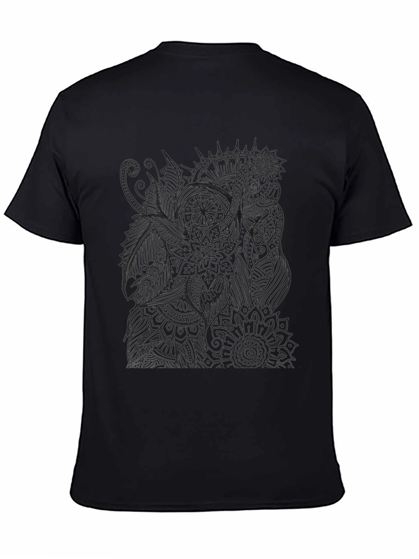 Abstract Elephant Print Black T-Shirt