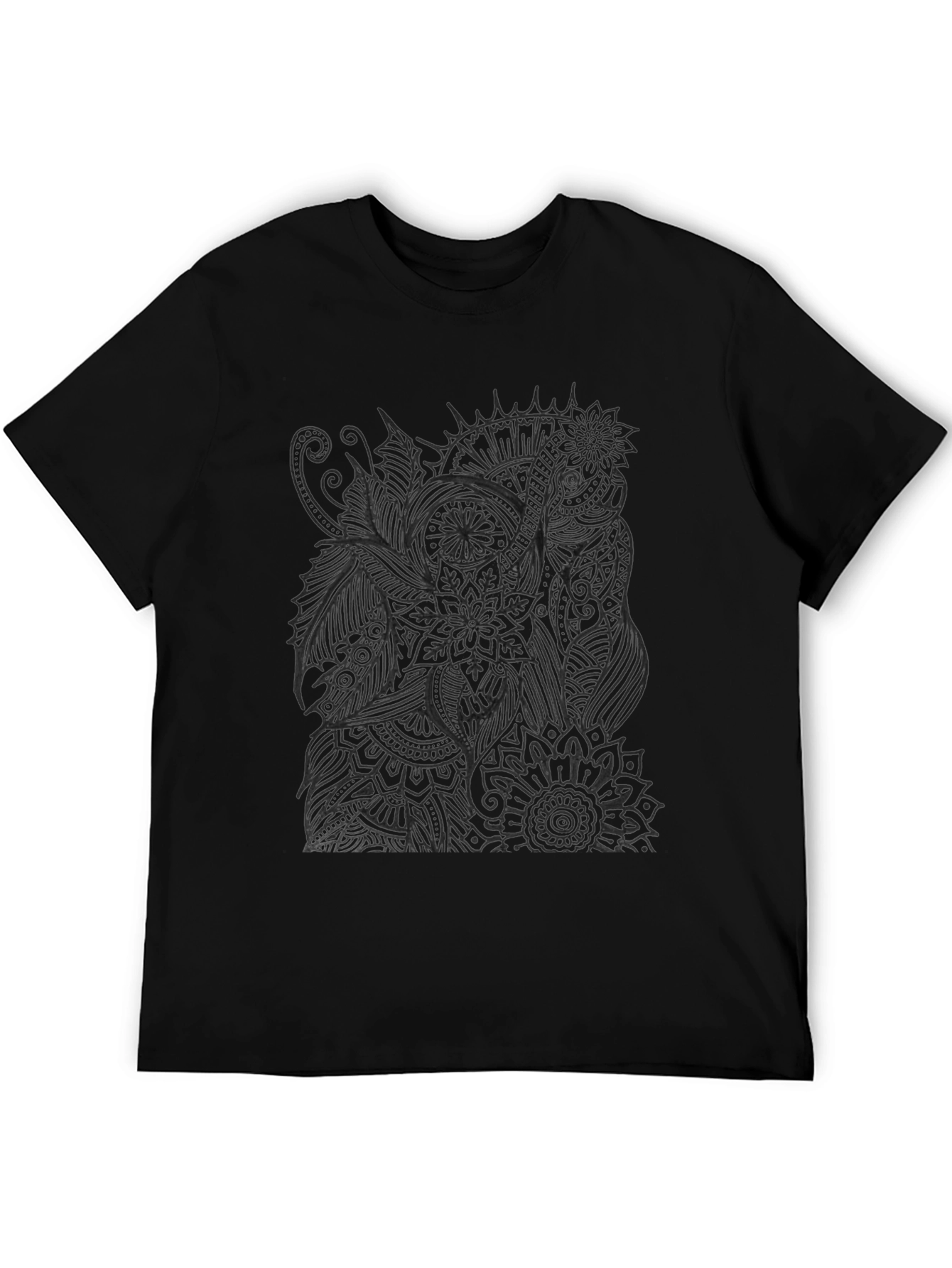 Abstract Elephant Print Black T-Shirt