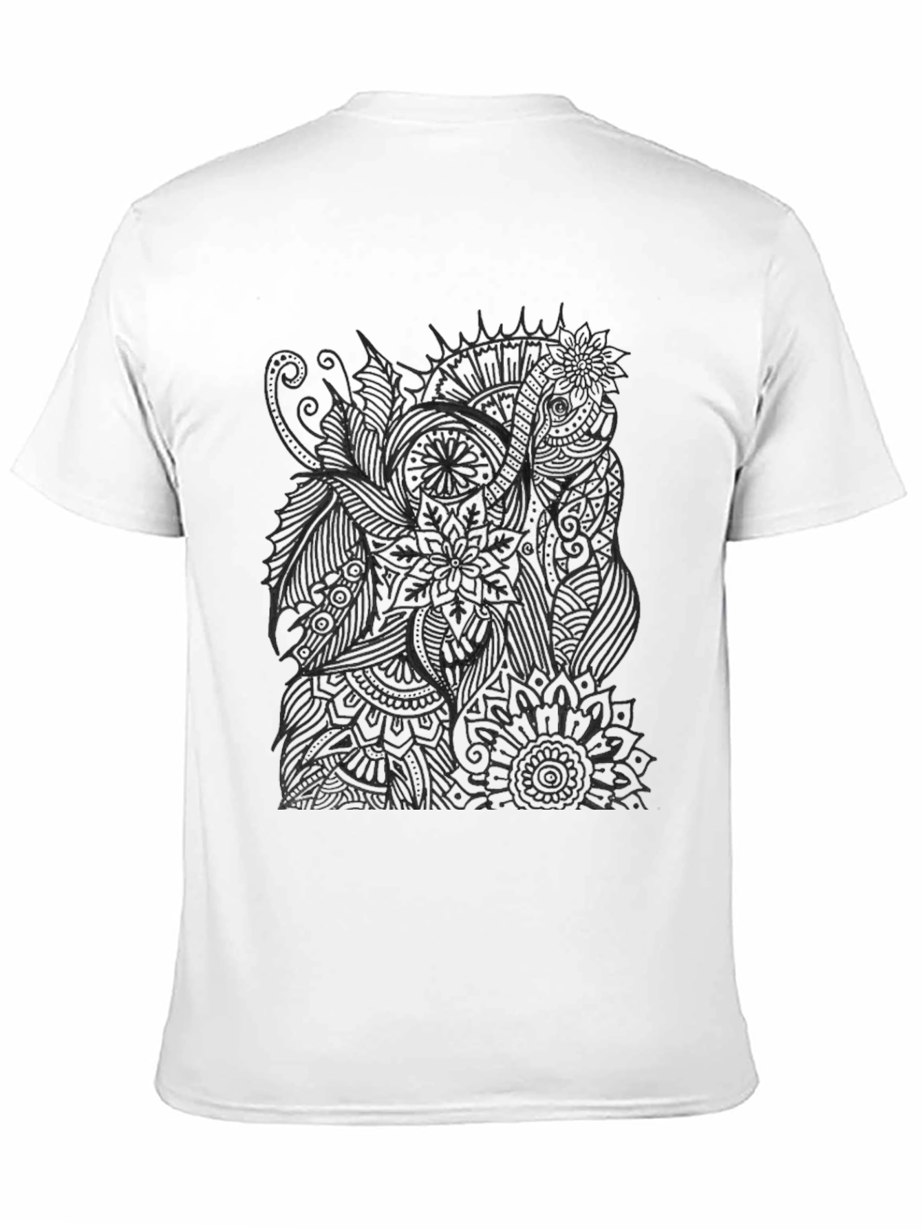 Abstract Elephant Print Black T-Shirt