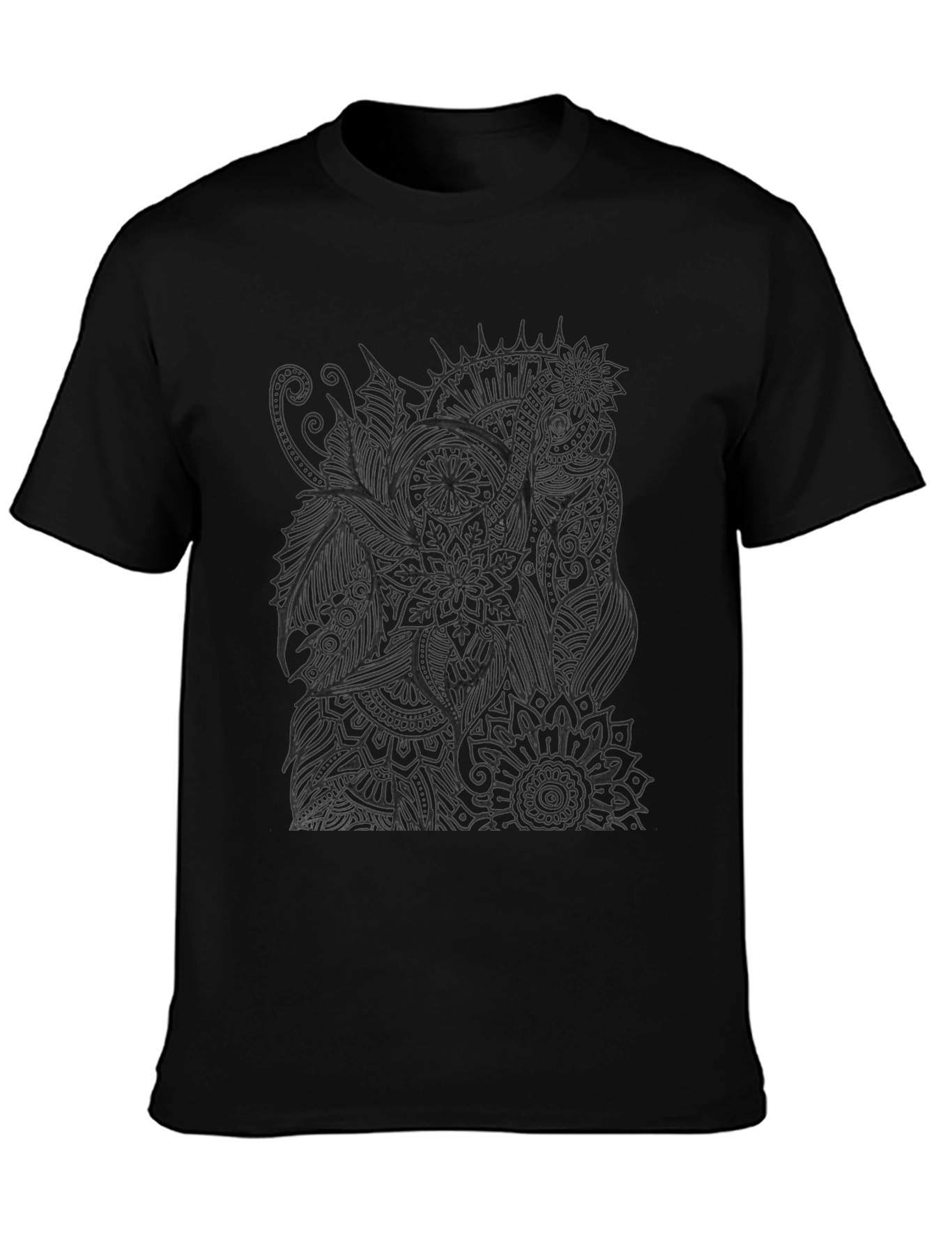 Abstract Elephant Print Black T-Shirt