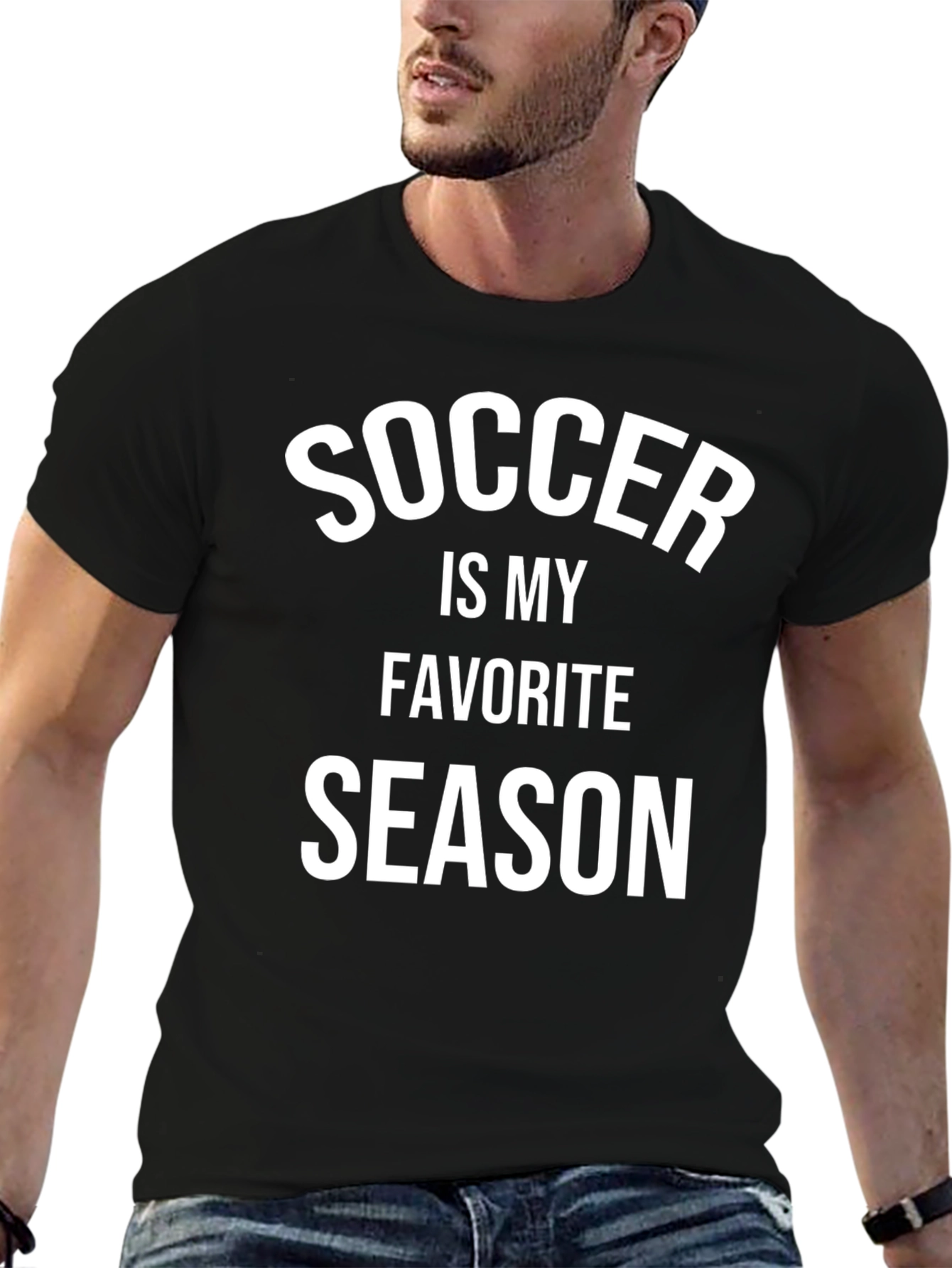 Soccer is My Favorite Season Black T-Shirt