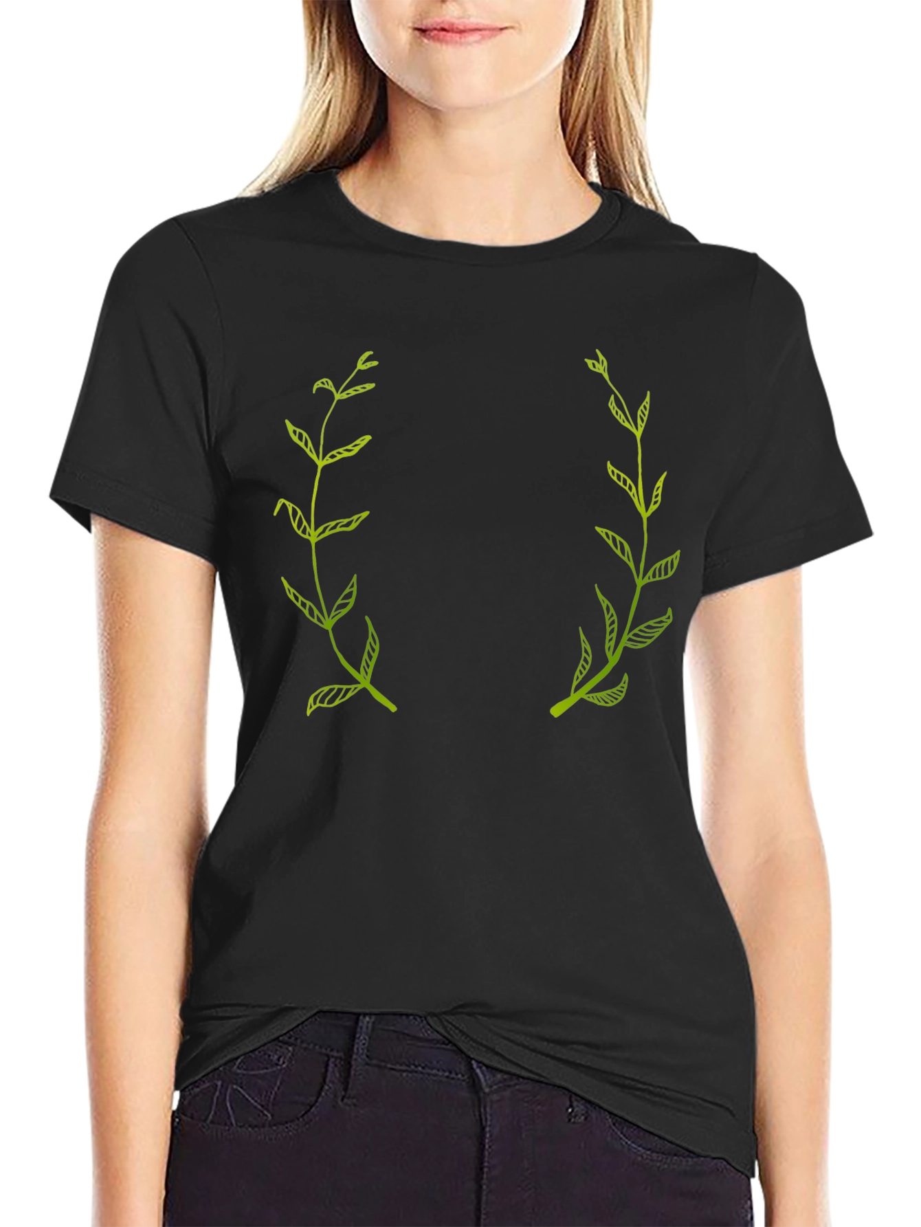 Botanical Laurel Wreath Black Graphic Tee