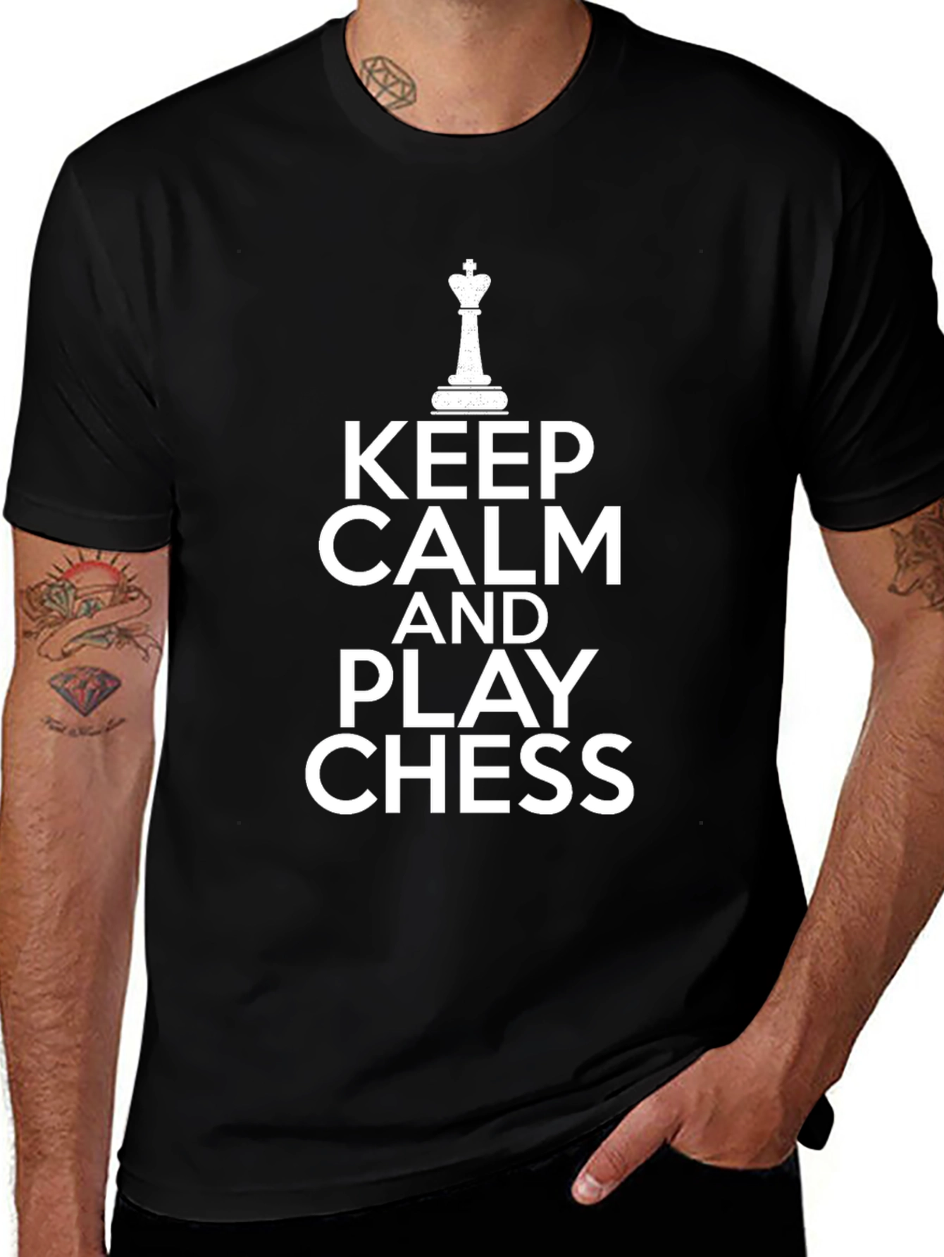 Keep Calm and Play Chess Black T-Shirt