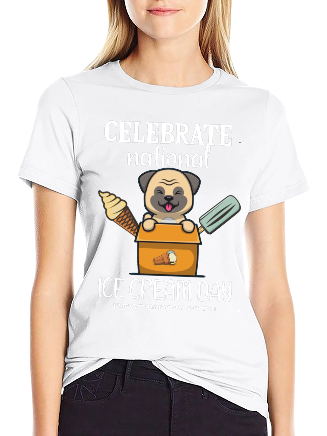 National Ice Cream Day Pug T-Shirt