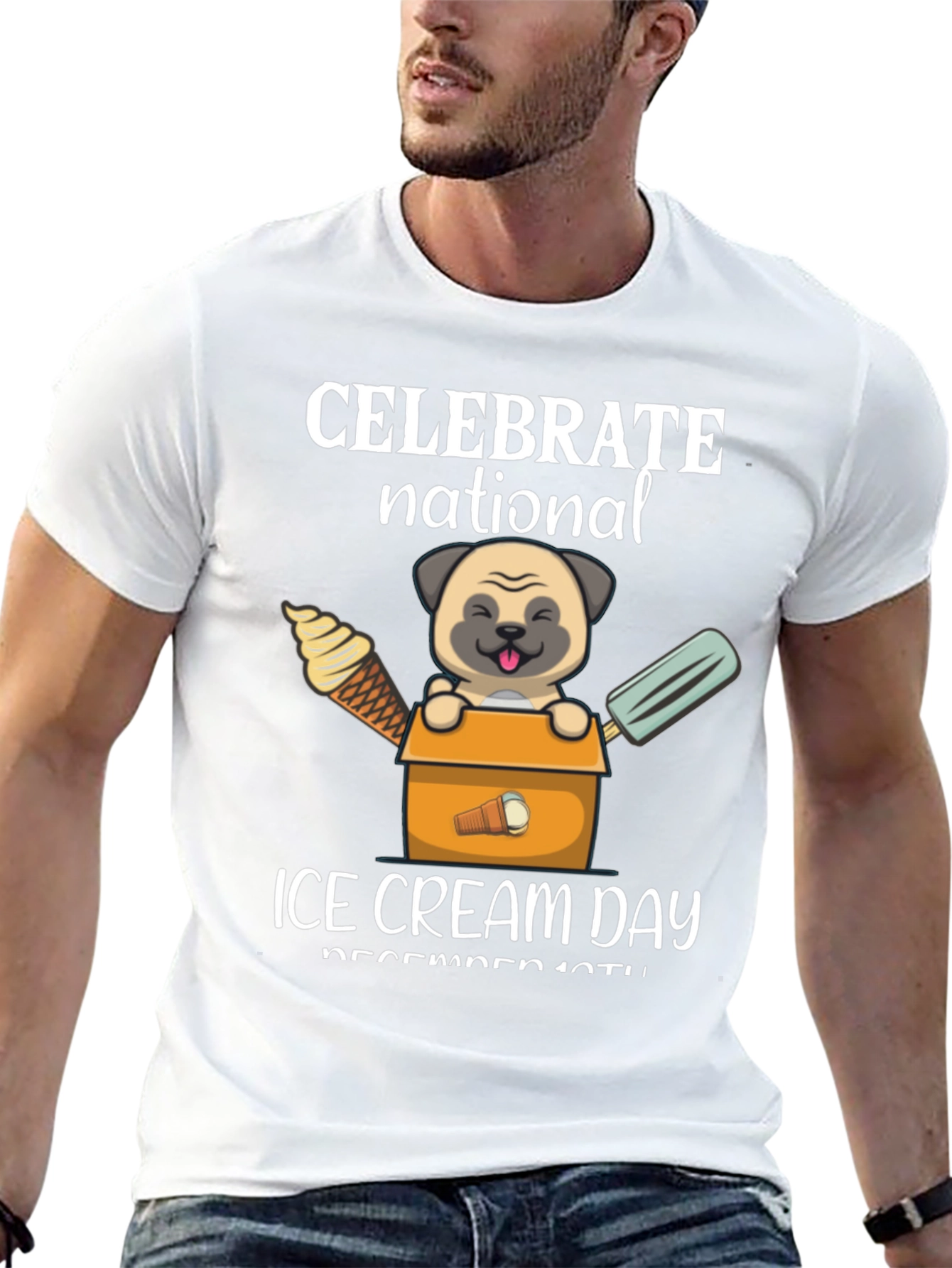 National Ice Cream Day Pug T-Shirt