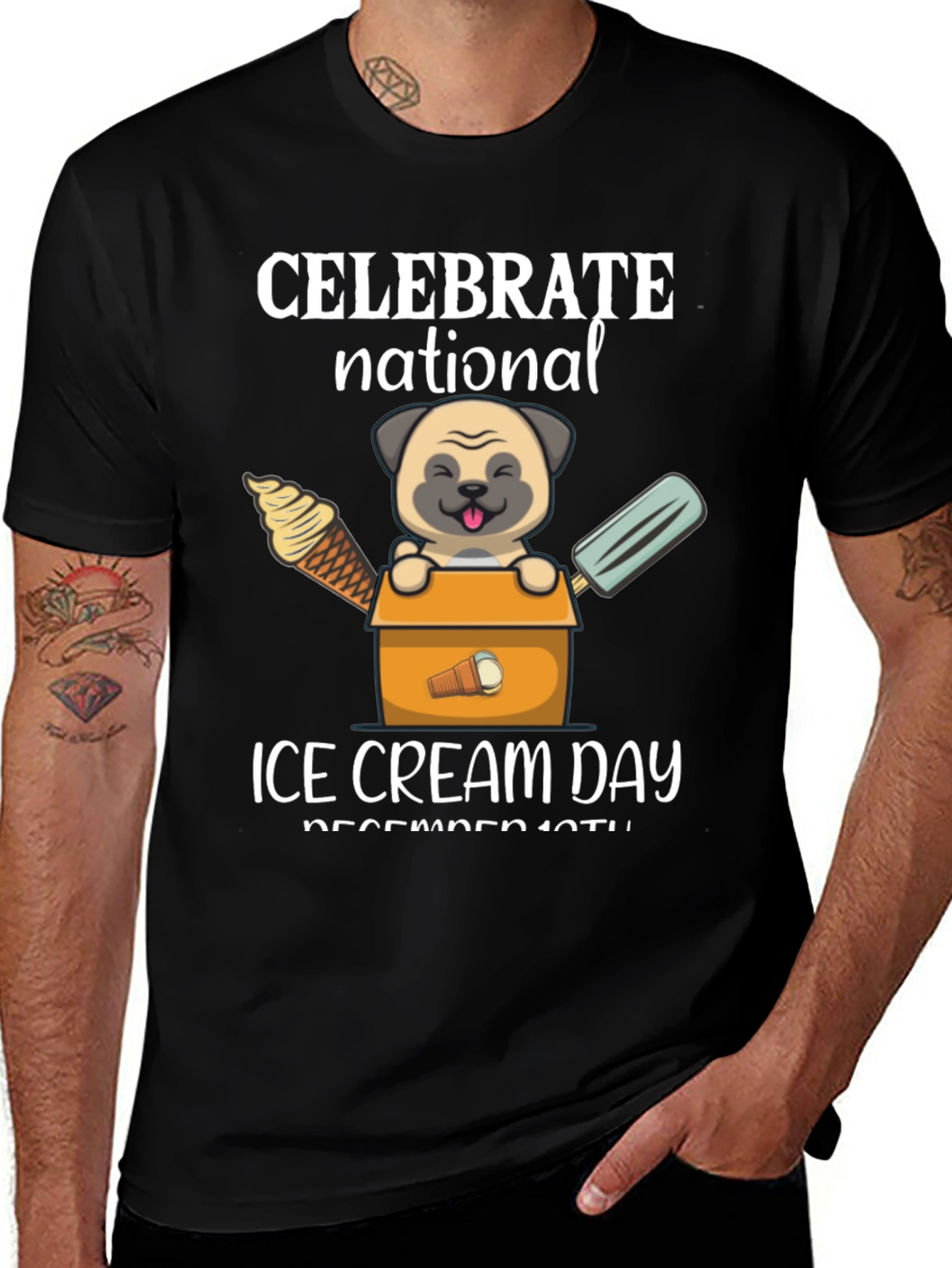 National Ice Cream Day Pug T-Shirt