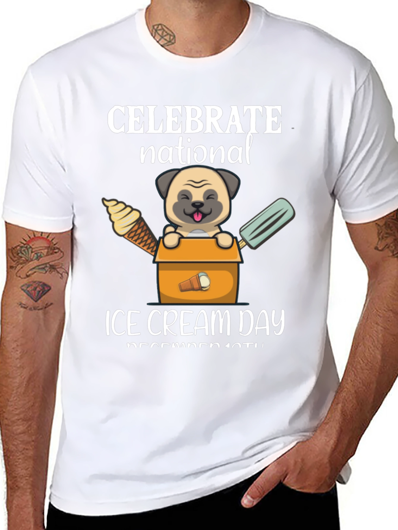 National Ice Cream Day Pug T-Shirt