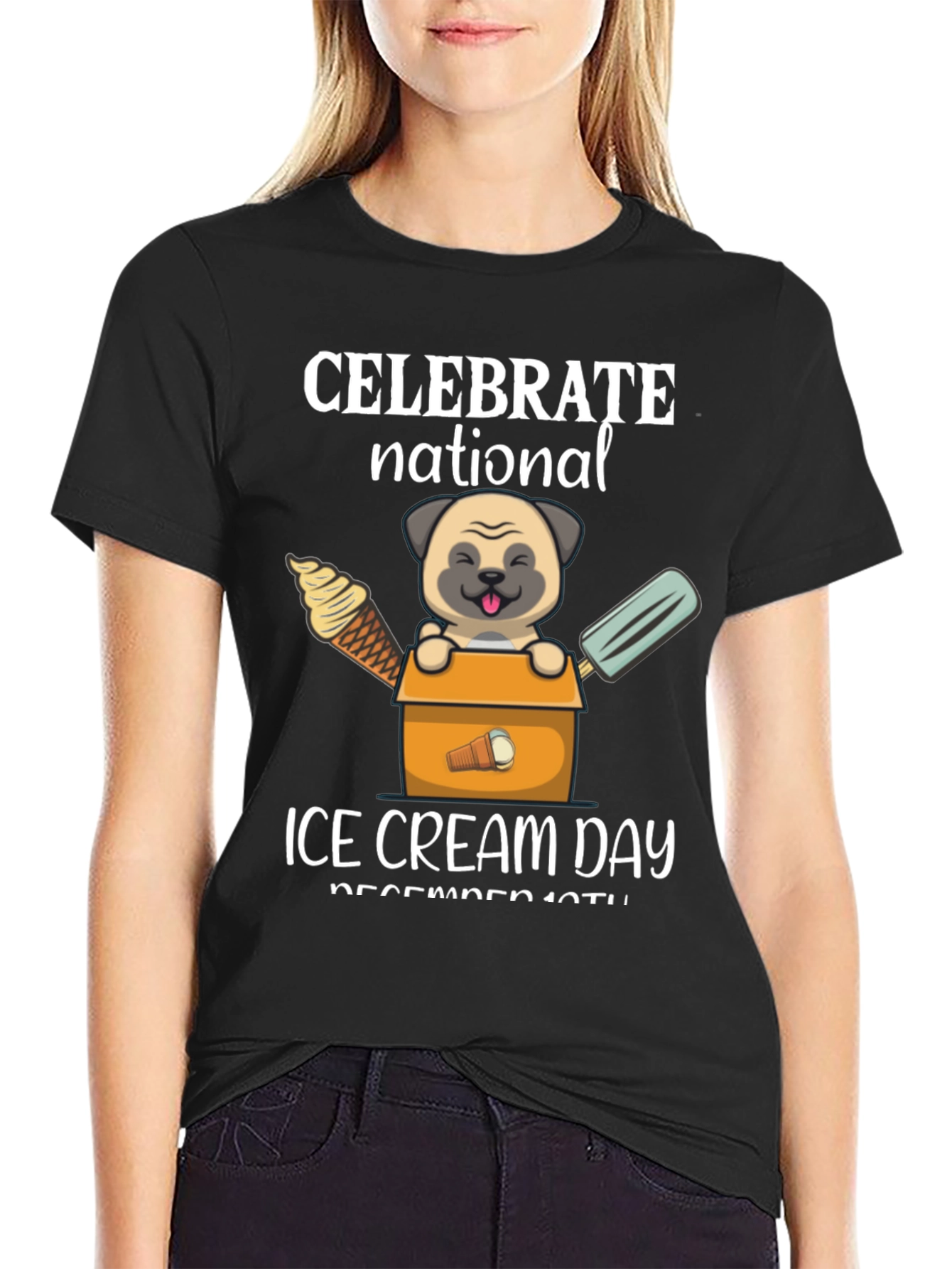 National Ice Cream Day Pug T-Shirt