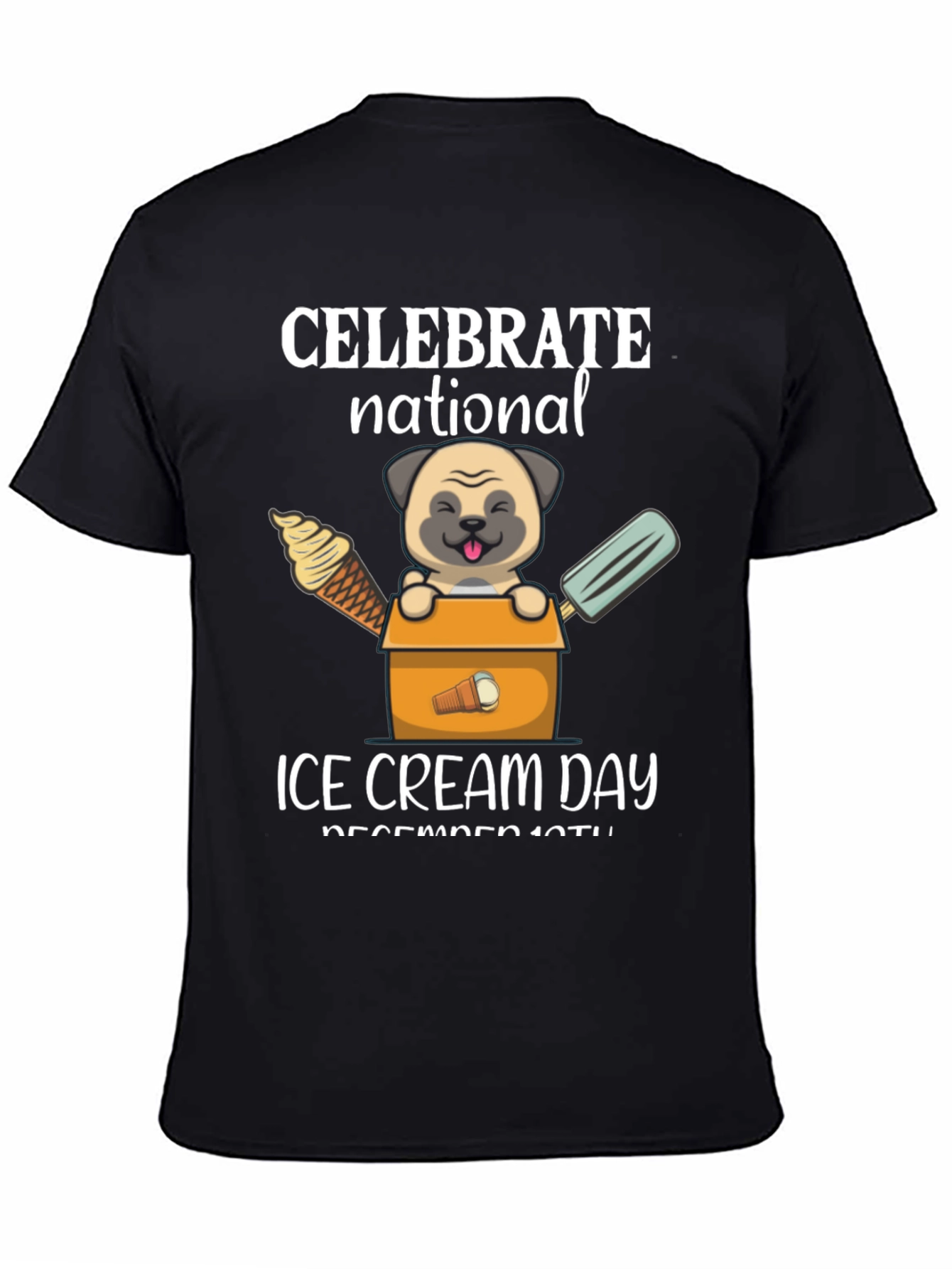 National Ice Cream Day Pug T-Shirt