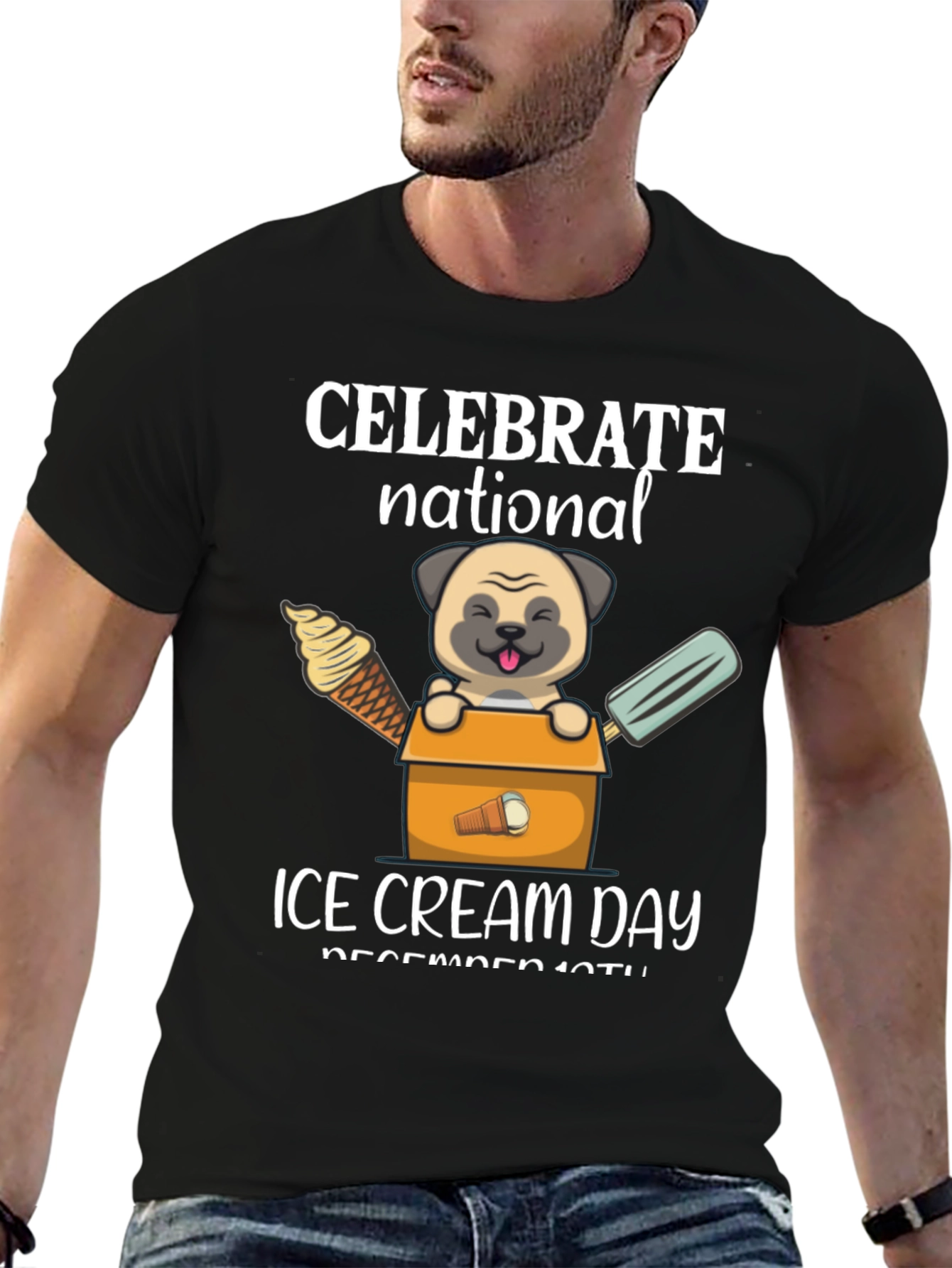 National Ice Cream Day Pug T-Shirt