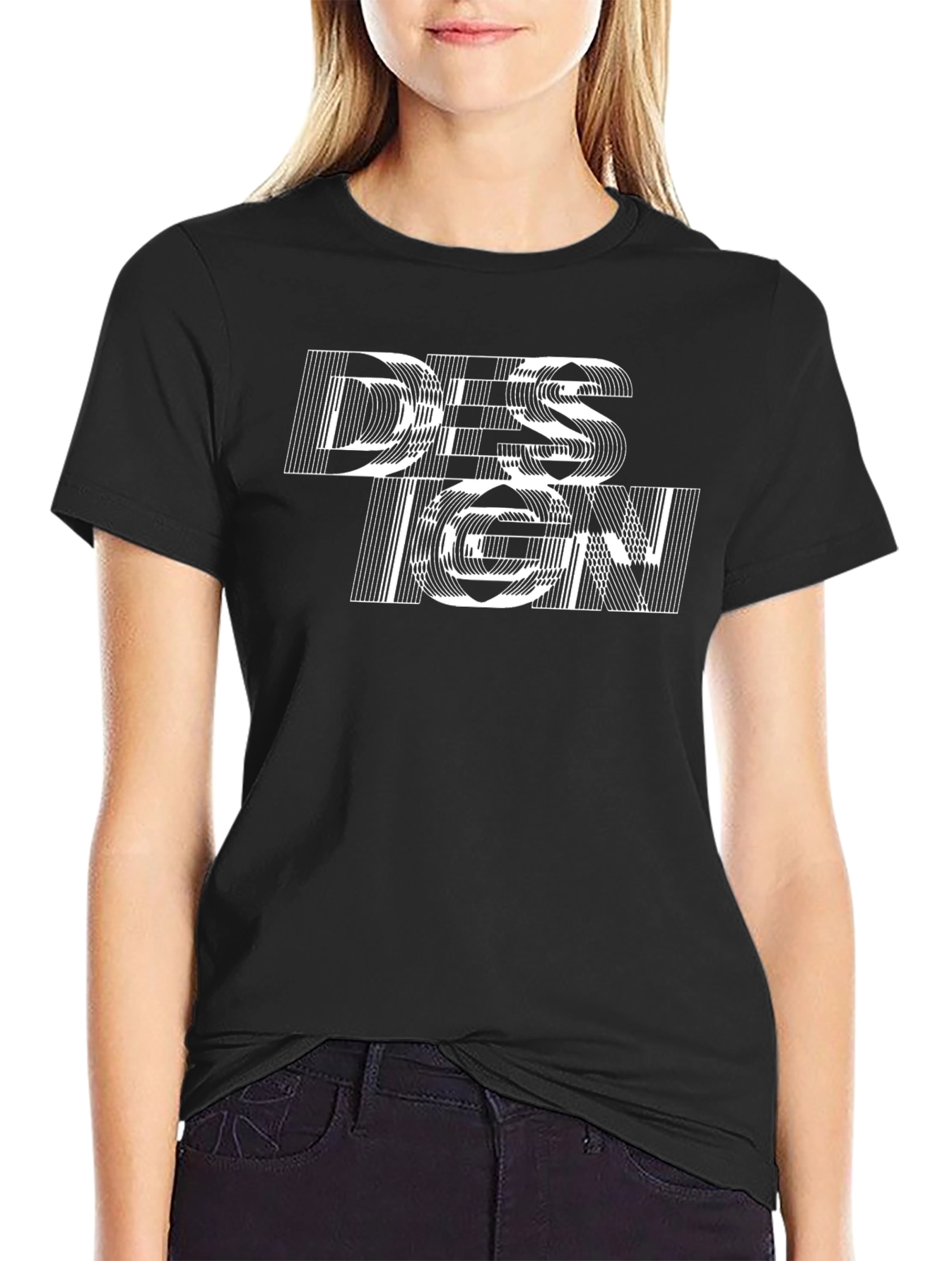 Abstract Design Graphic Black T-Shirt