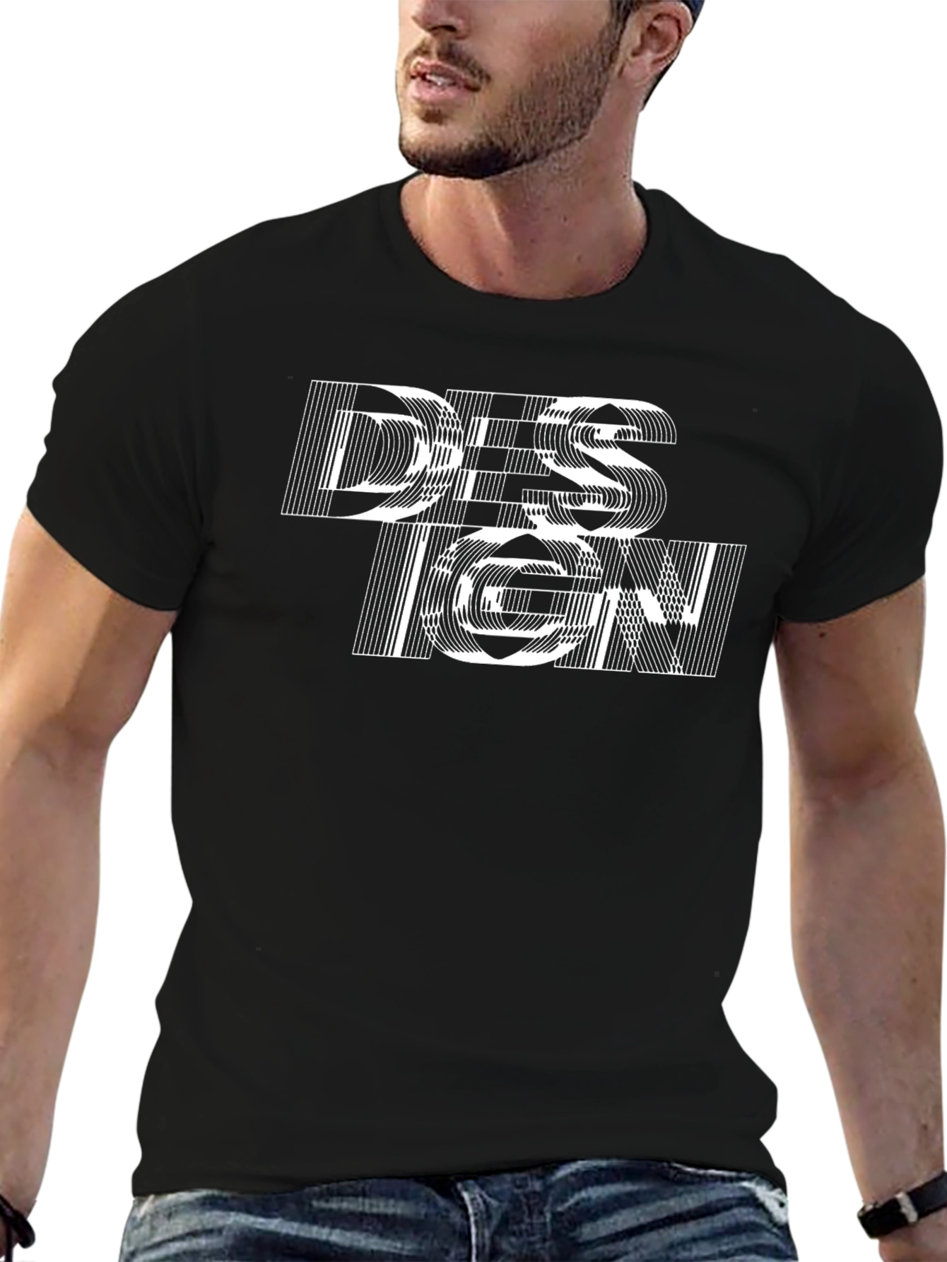 Abstract Design Graphic Black T-Shirt