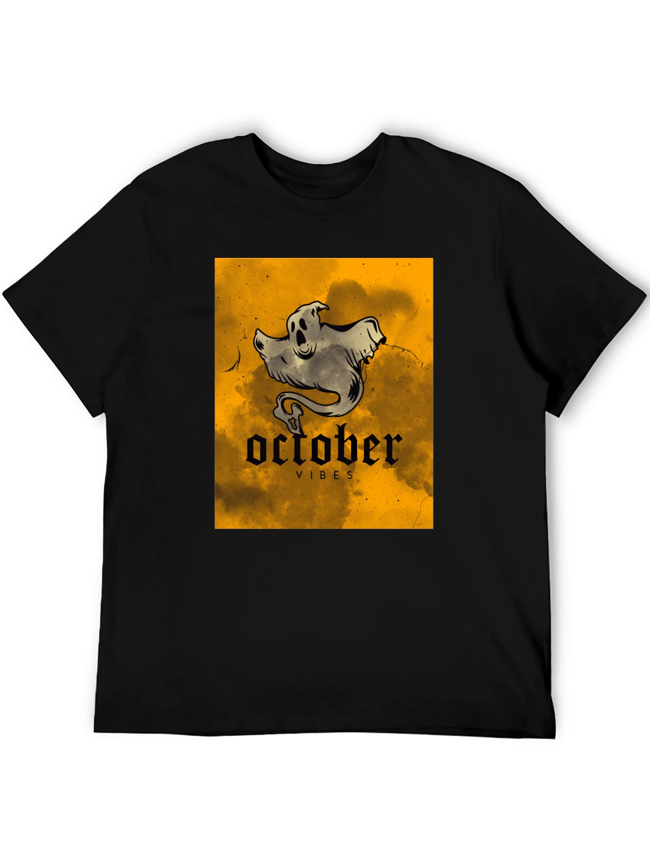 October Vibes Ghost T-Shirt - Spooky Season Apparel