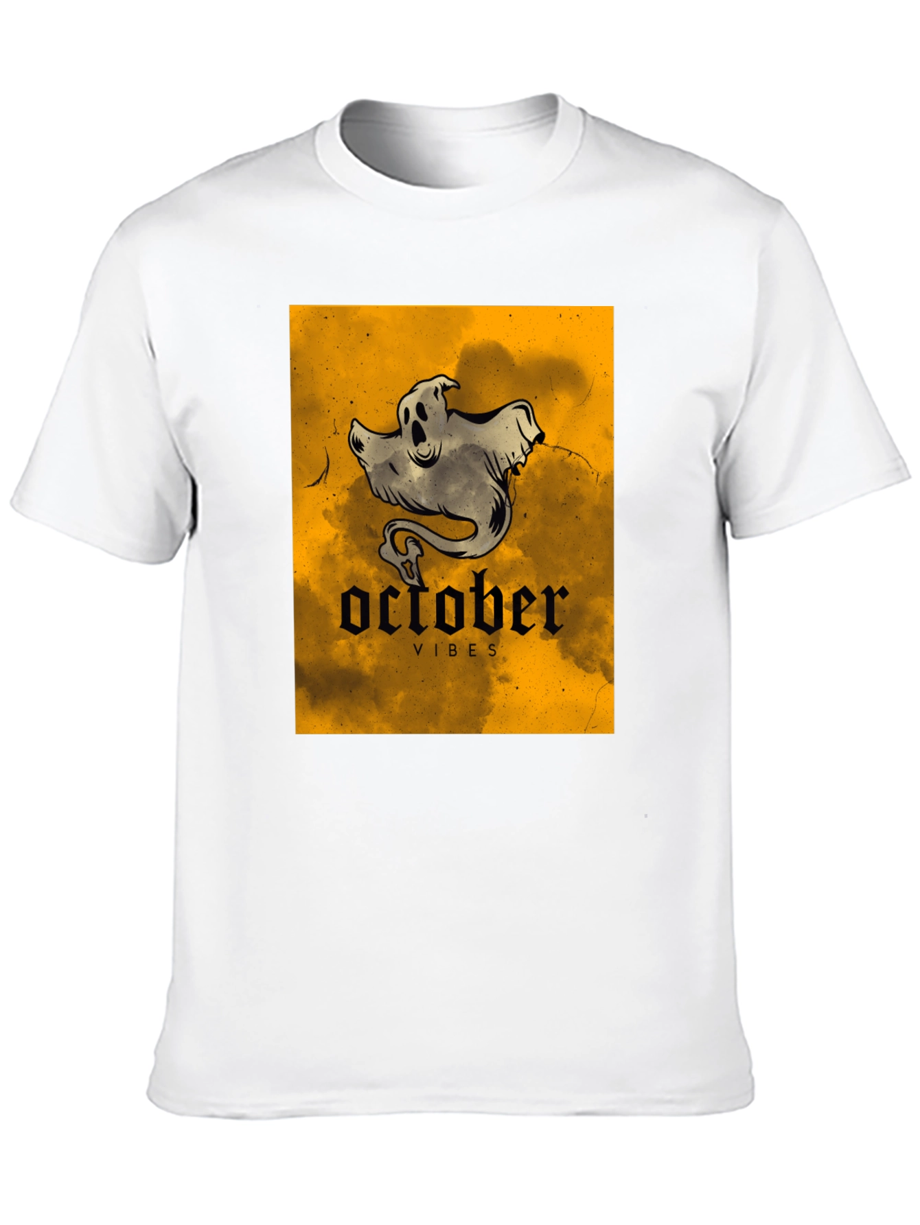 October Vibes Ghost T-Shirt - Spooky Season Apparel