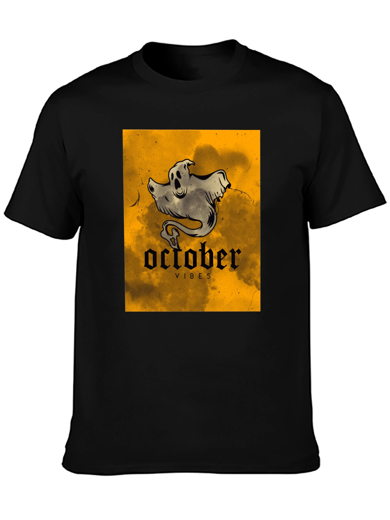 October Vibes Ghost T-Shirt - Spooky Season Apparel