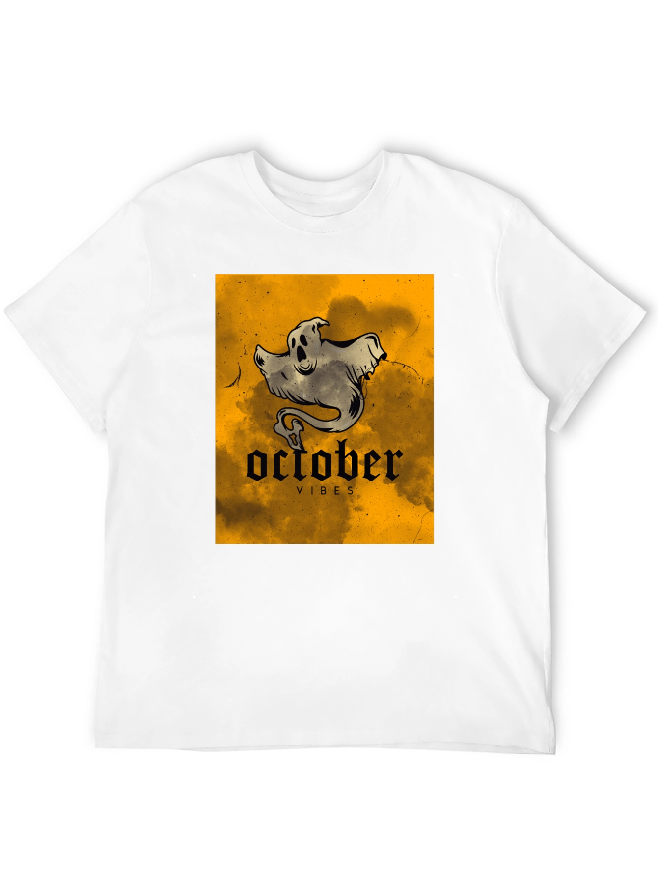 October Vibes Ghost T-Shirt - Spooky Season Apparel