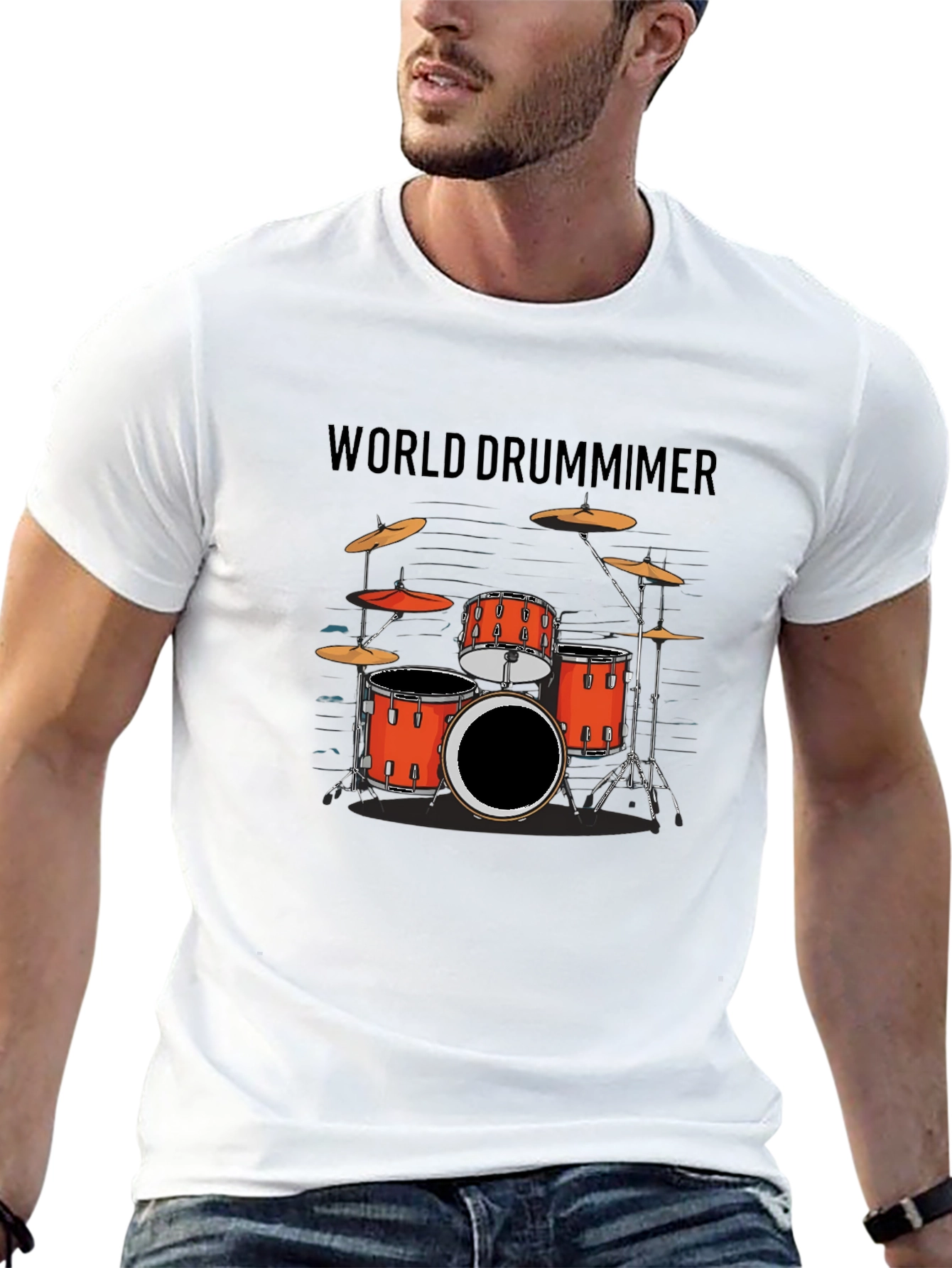 World Drummer Graphic Tee - Black Crewneck