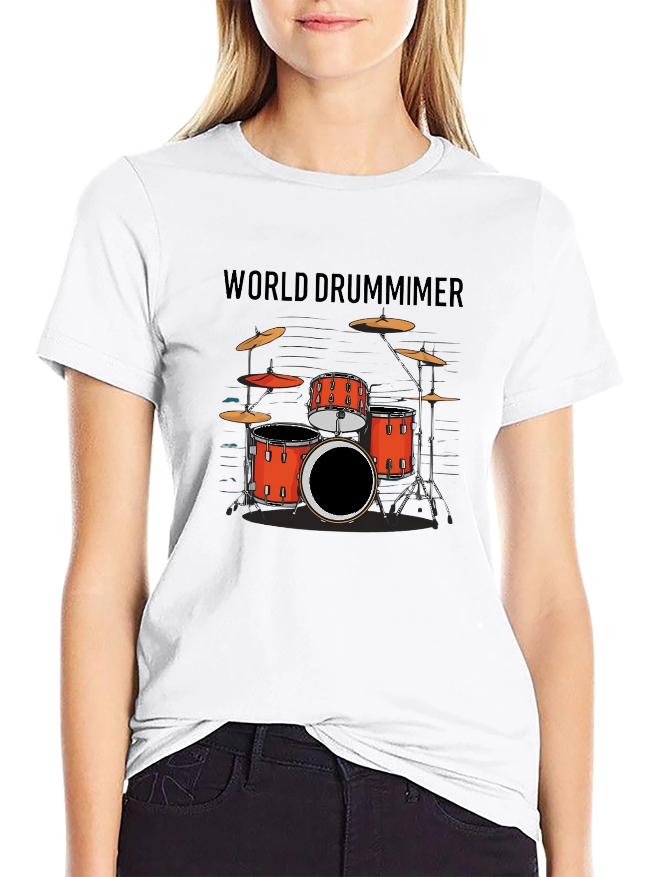 World Drummer Graphic Tee - Black Crewneck
