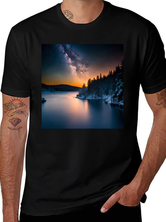 Scenic Lake Galaxy Graphic Tee