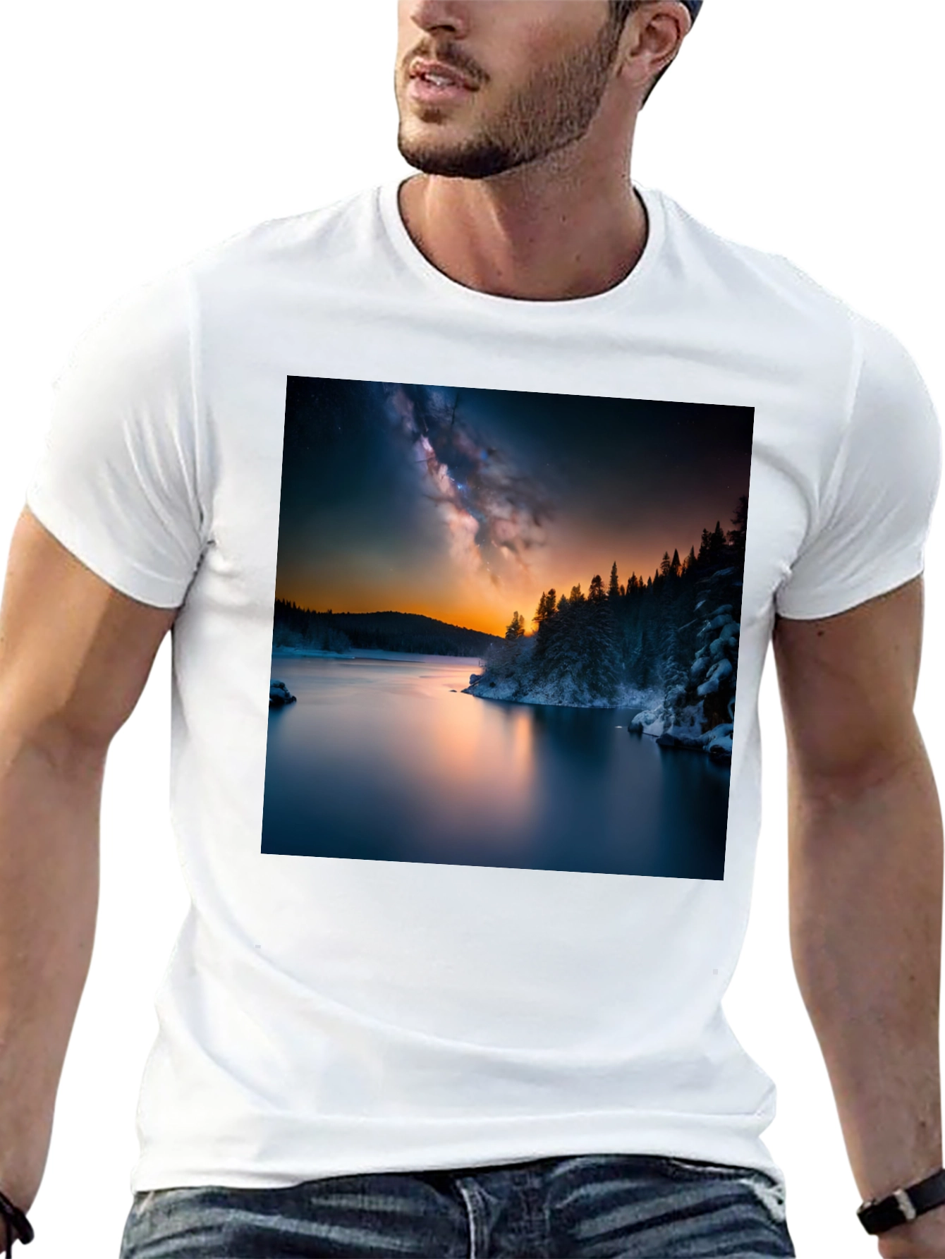 Scenic Lake Galaxy Graphic Tee