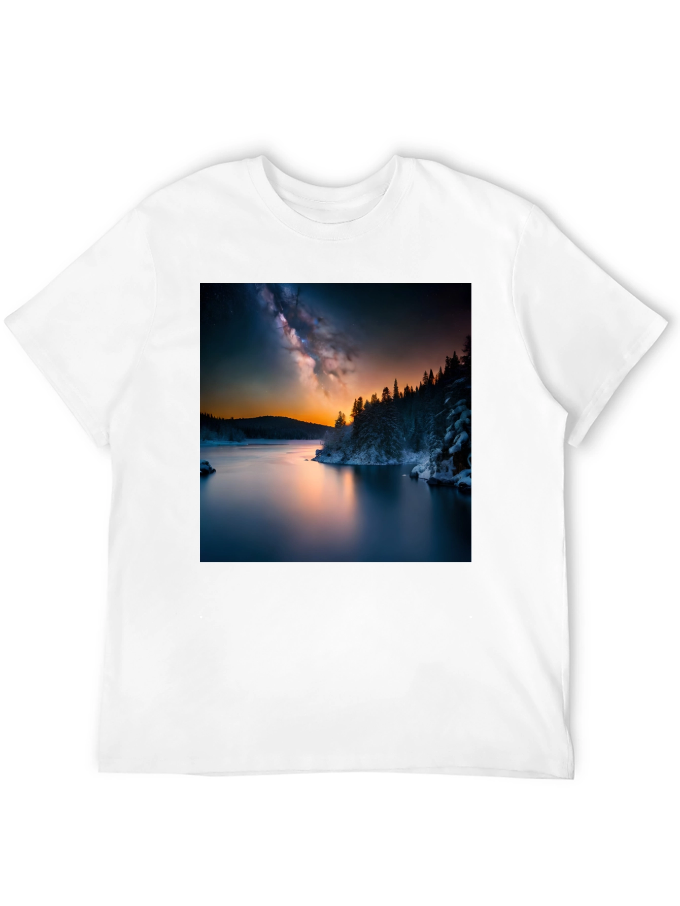 Scenic Lake Galaxy Graphic Tee