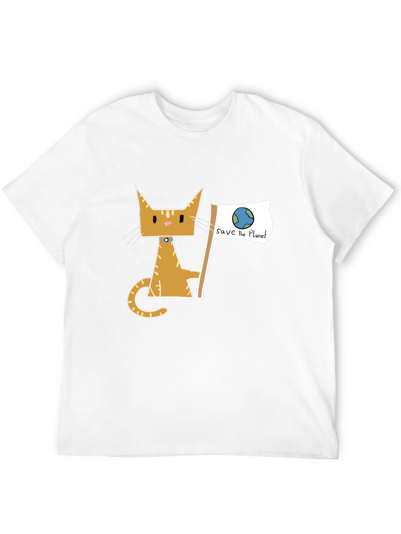 Save the Planet Cat Graphic Tee - Eco Friendly