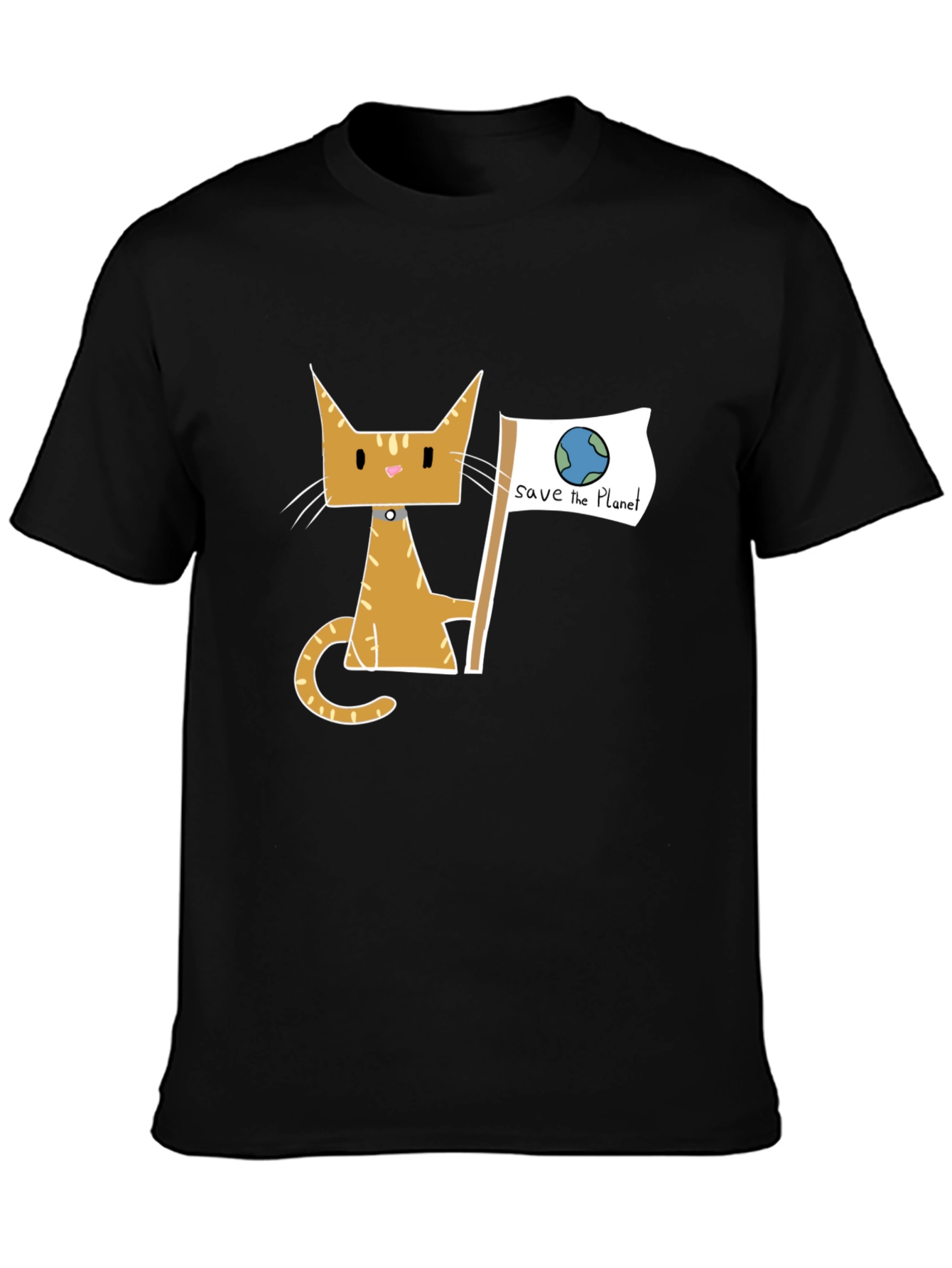 Save the Planet Cat Graphic Tee - Eco Friendly