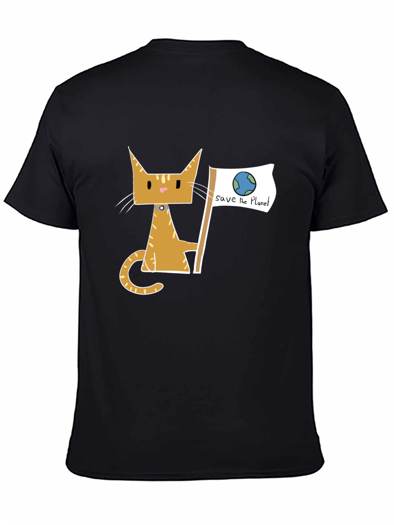 Save the Planet Cat Graphic Tee - Eco Friendly