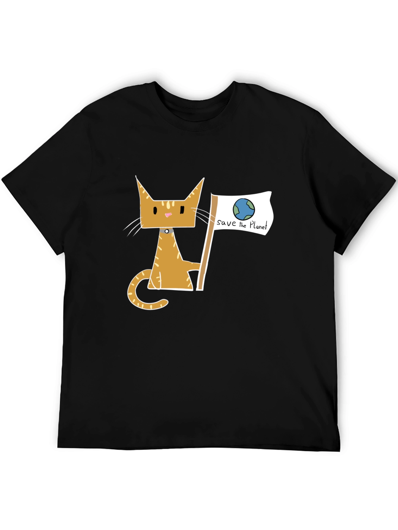 Save the Planet Cat Graphic Tee - Eco Friendly