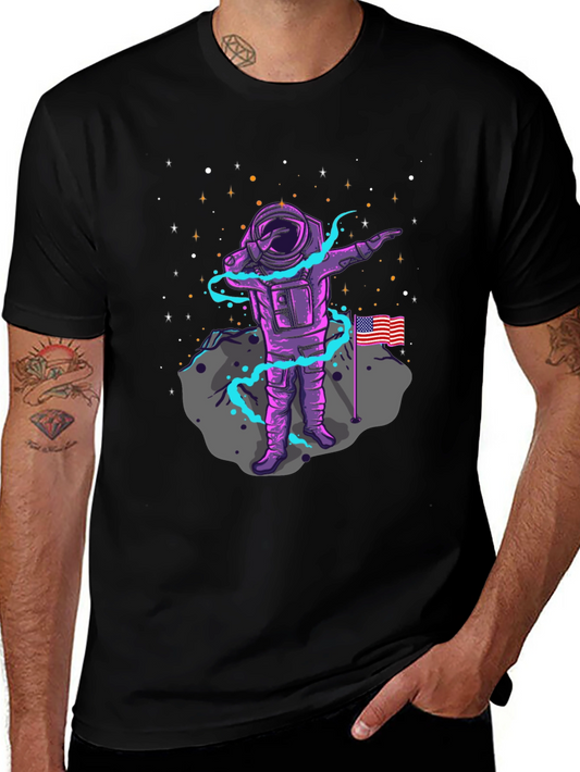 Astronaut Dabbing USA Flag Graphic Tee