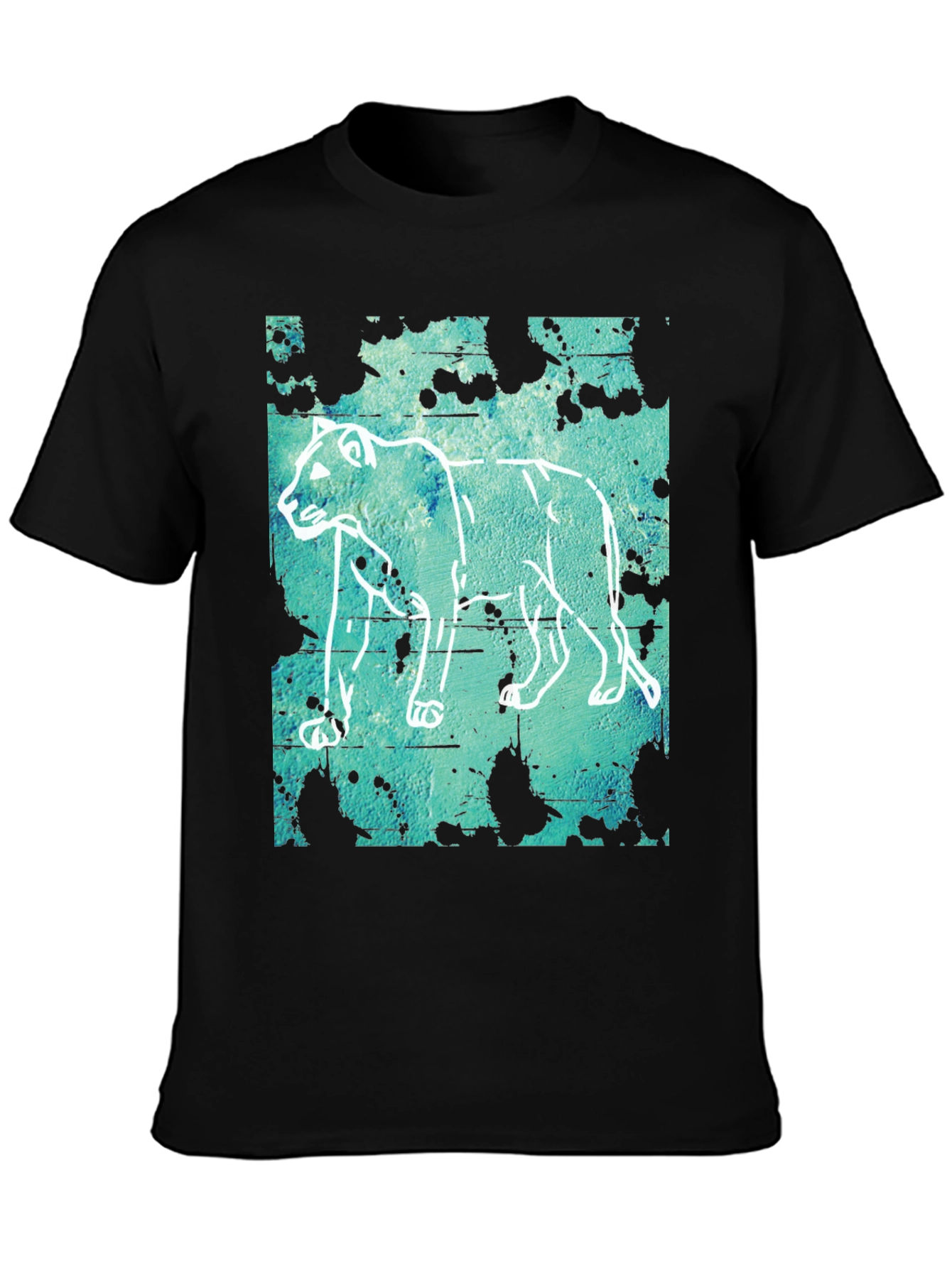 Abstract Lion Graphic Print T-Shirt - Mens Casual Tee