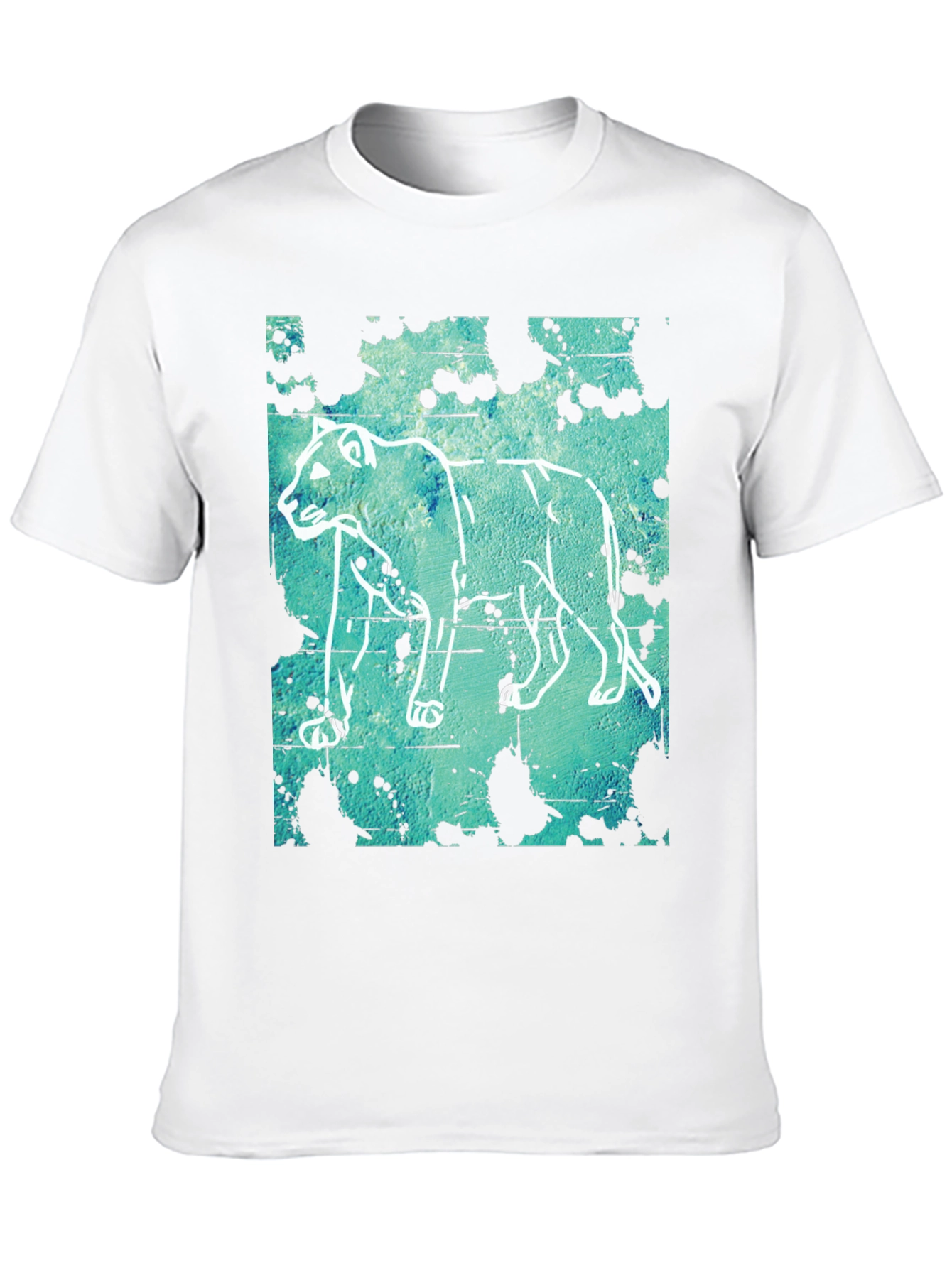 Abstract Lion Graphic Print T-Shirt - Mens Casual Tee
