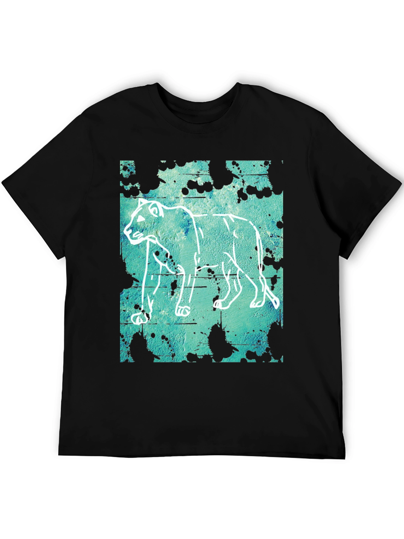 Abstract Lion Graphic Print T-Shirt - Mens Casual Tee