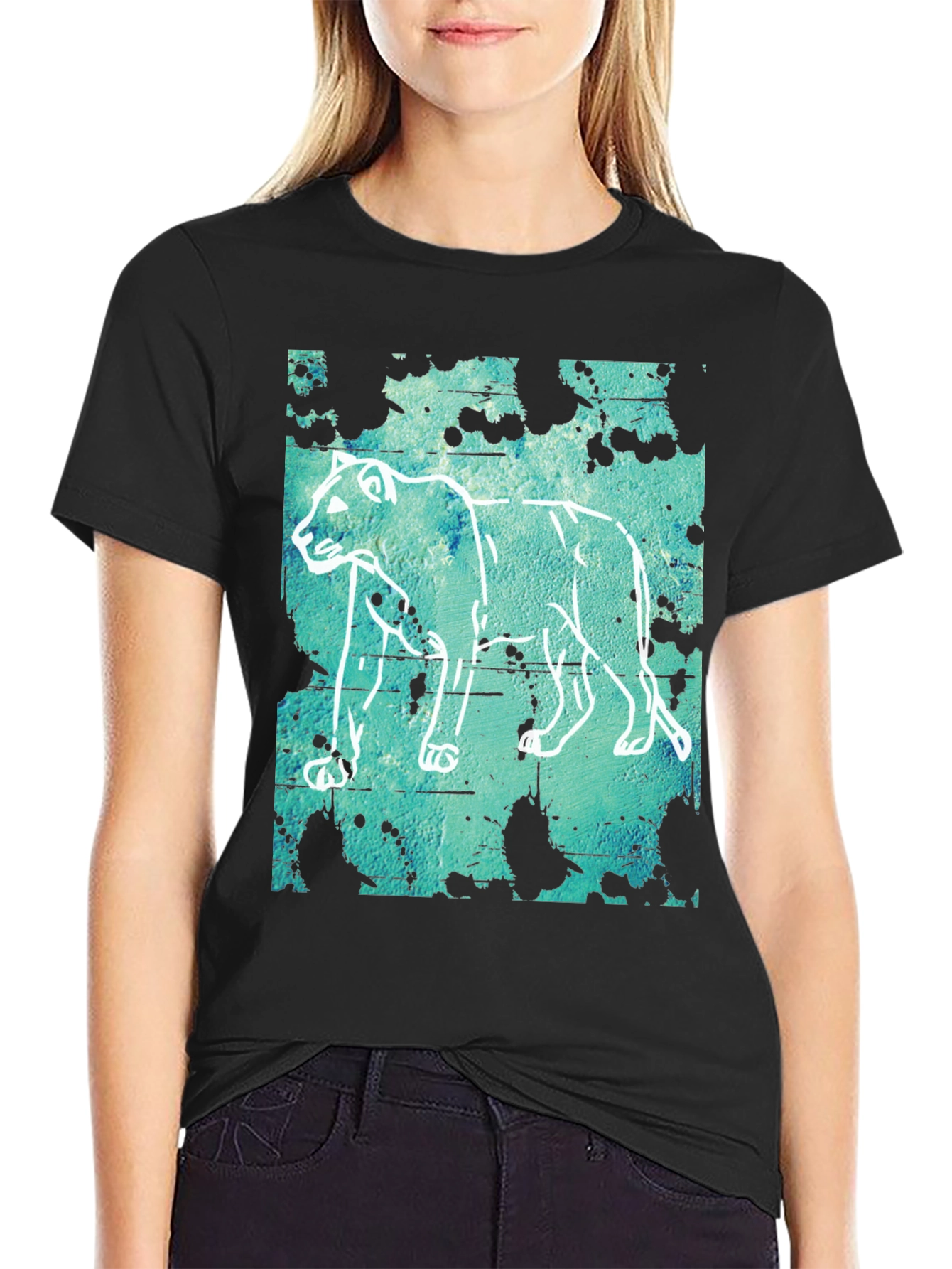 Abstract Lion Graphic Print T-Shirt - Mens Casual Tee