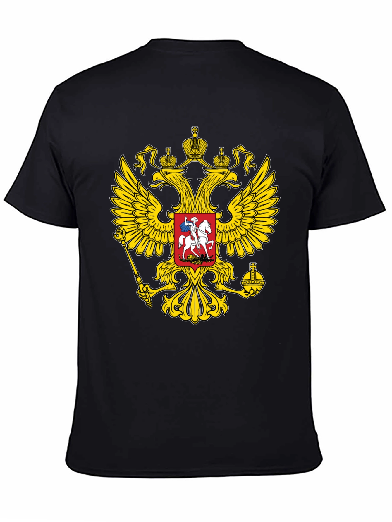 Black T-Shirt with Russian Coat of Arms