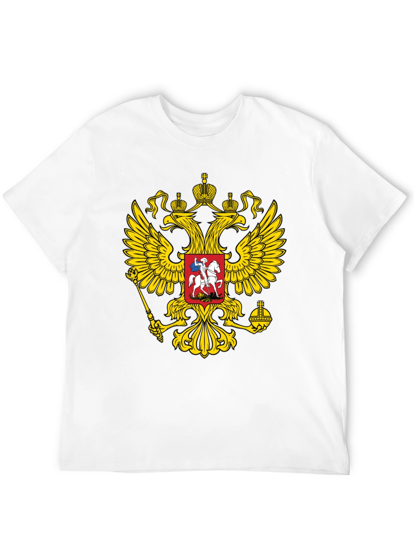 Black T-Shirt with Russian Coat of Arms