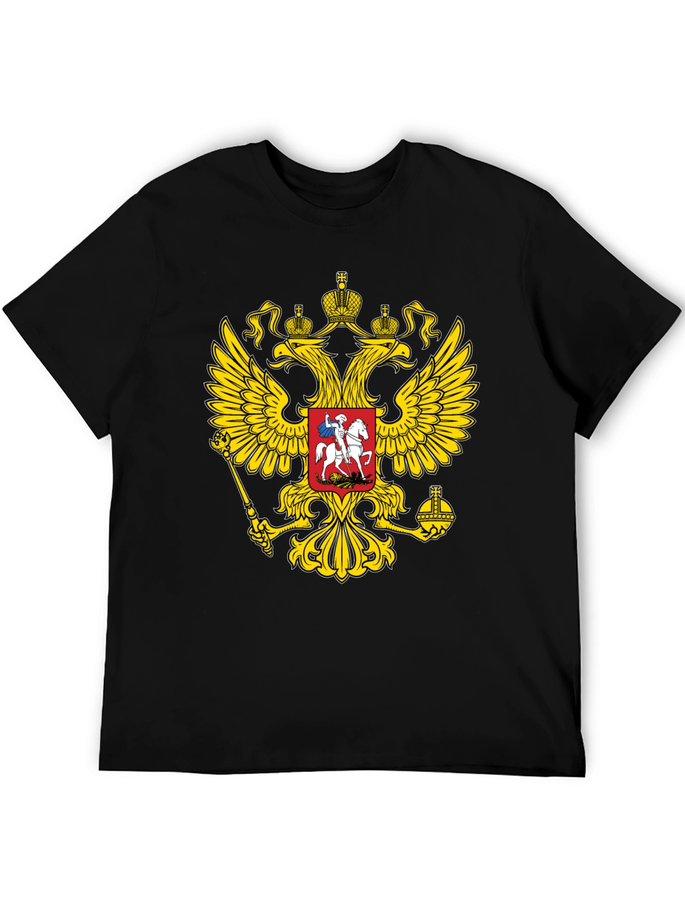 Black T-Shirt with Russian Coat of Arms