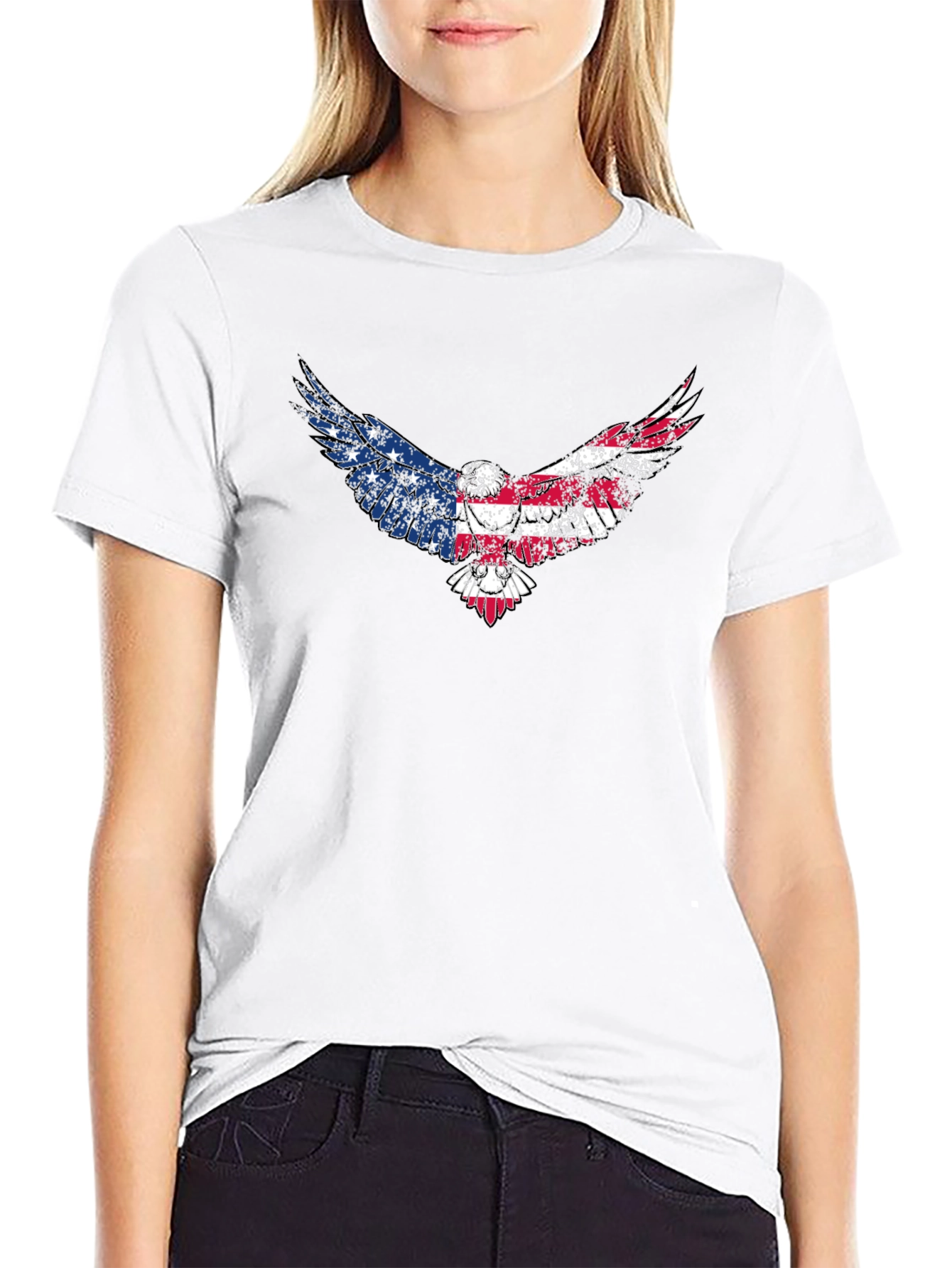 American Flag Eagle Graphic Tee - Patriotic Black T-Shirt