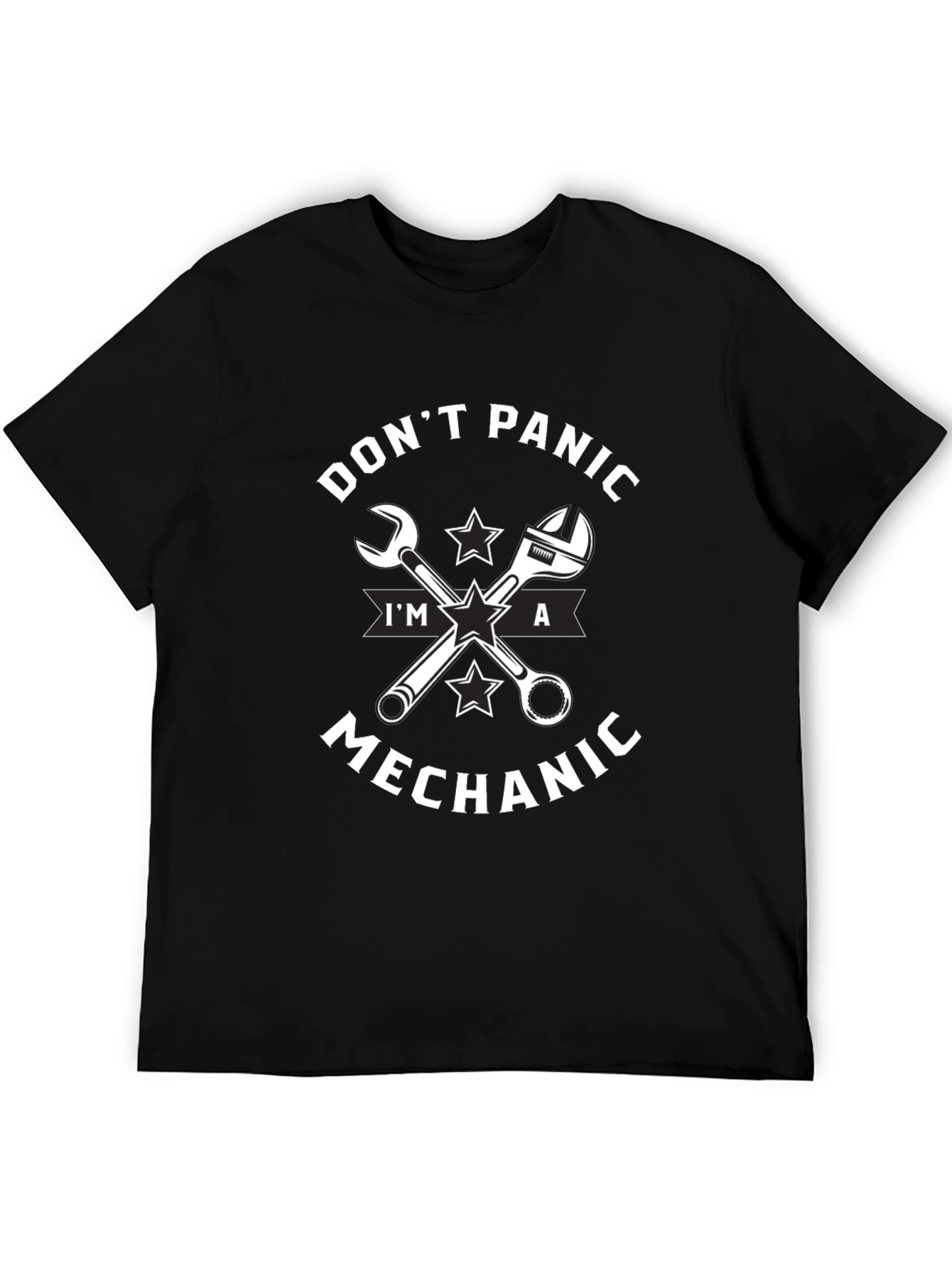Dont Panic Im a Mechanic Black T-Shirt