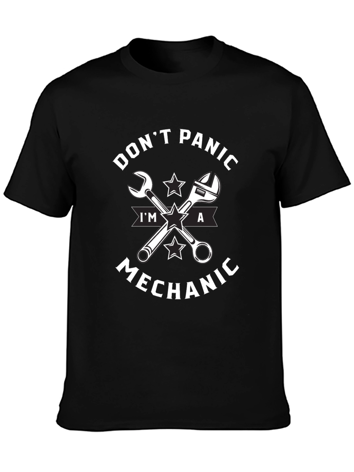 Dont Panic Im a Mechanic Black T-Shirt
