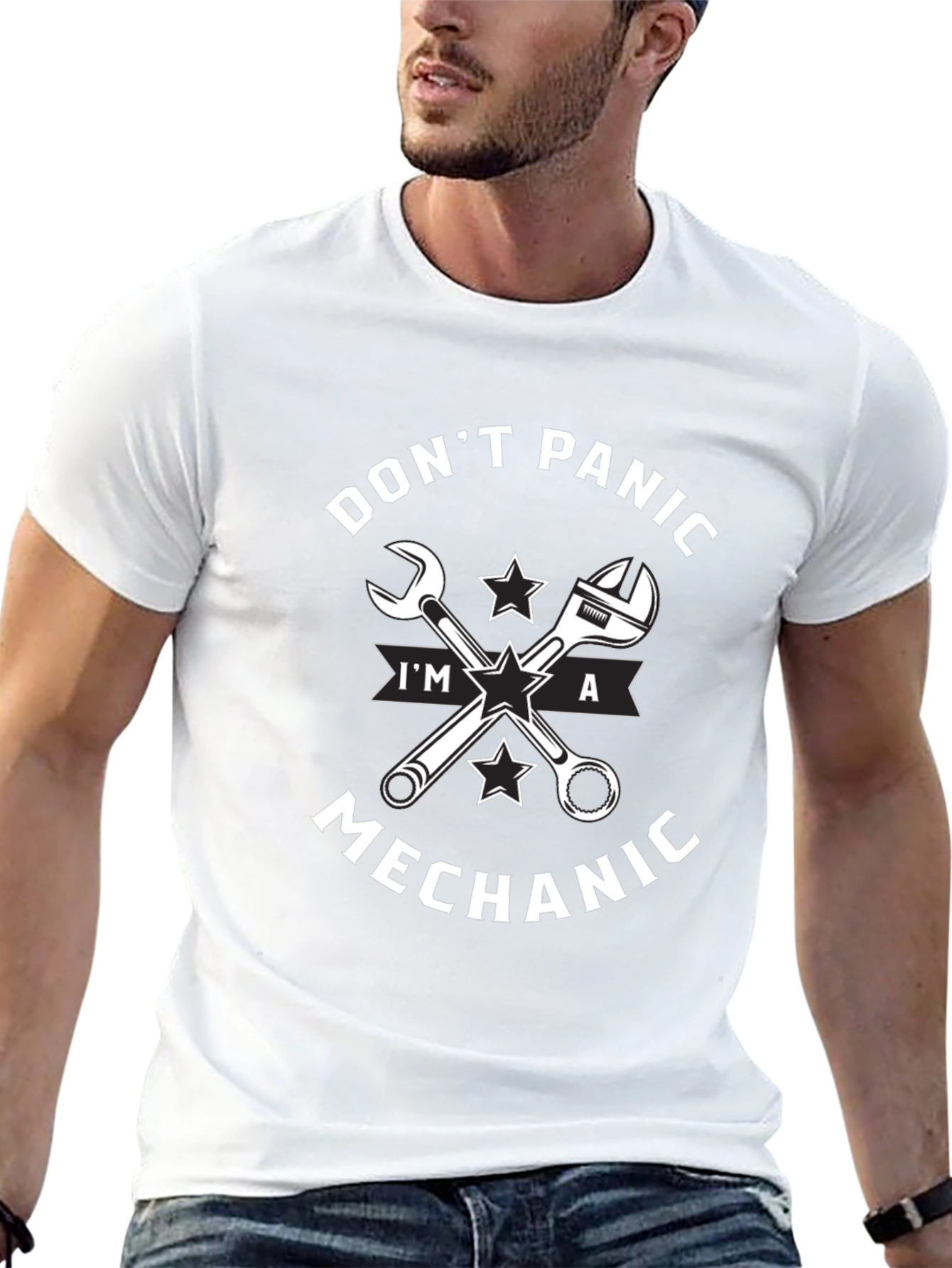 Dont Panic Im a Mechanic Black T-Shirt