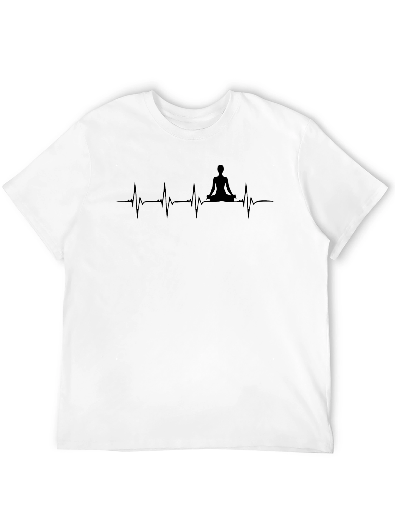Mens Black Yoga Heartbeat T-Shirt